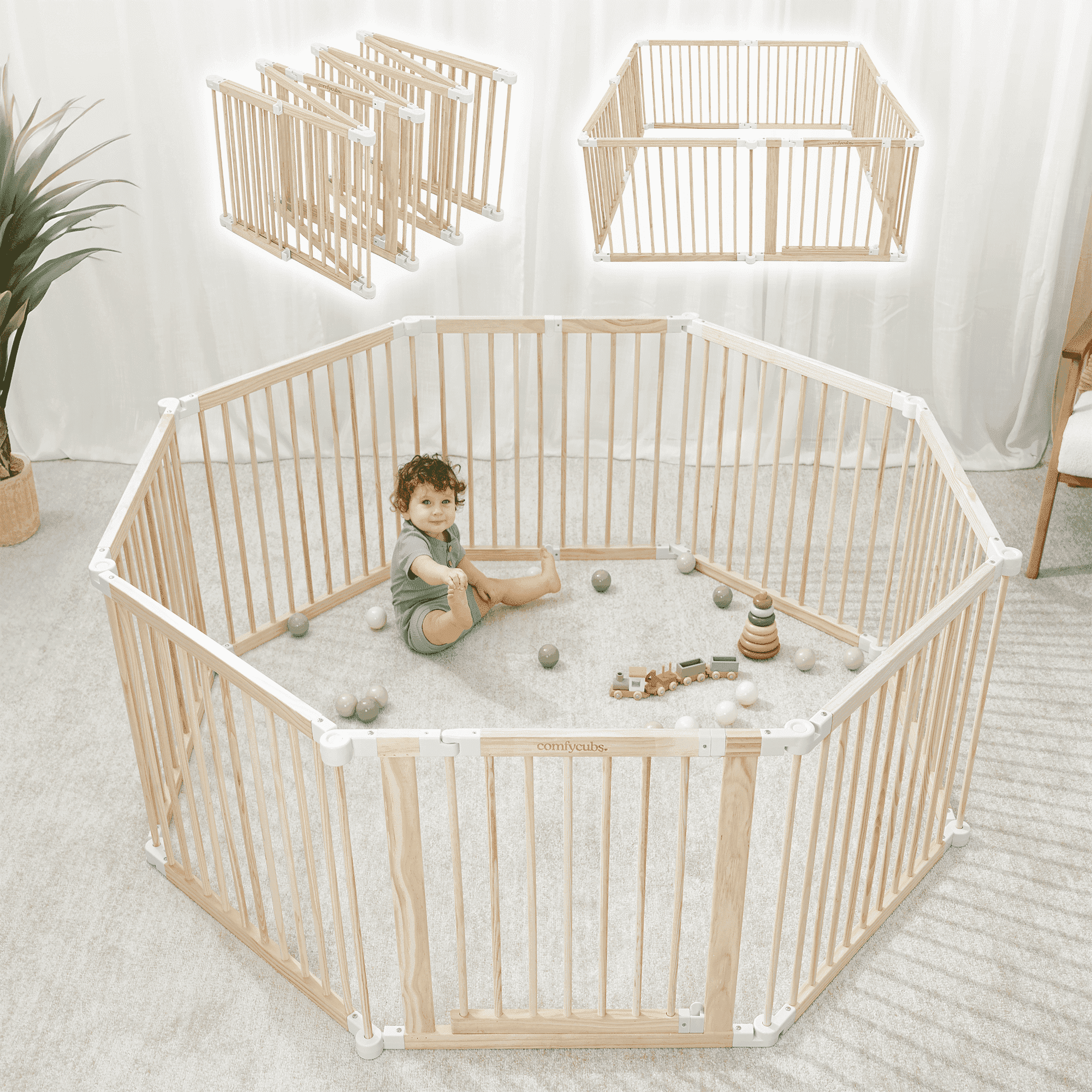 Comfy Cubs Baby Playpen & Baby Gate For Toddler And Babies