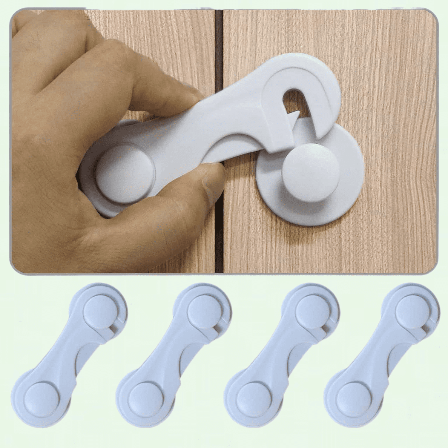 Cabinet Locks - Life Child Safety Locks 4 Pack - Baby Safety Cabinet Locks - Baby Proofing Cabinet Kitchen System with Strong Adhesive Tape