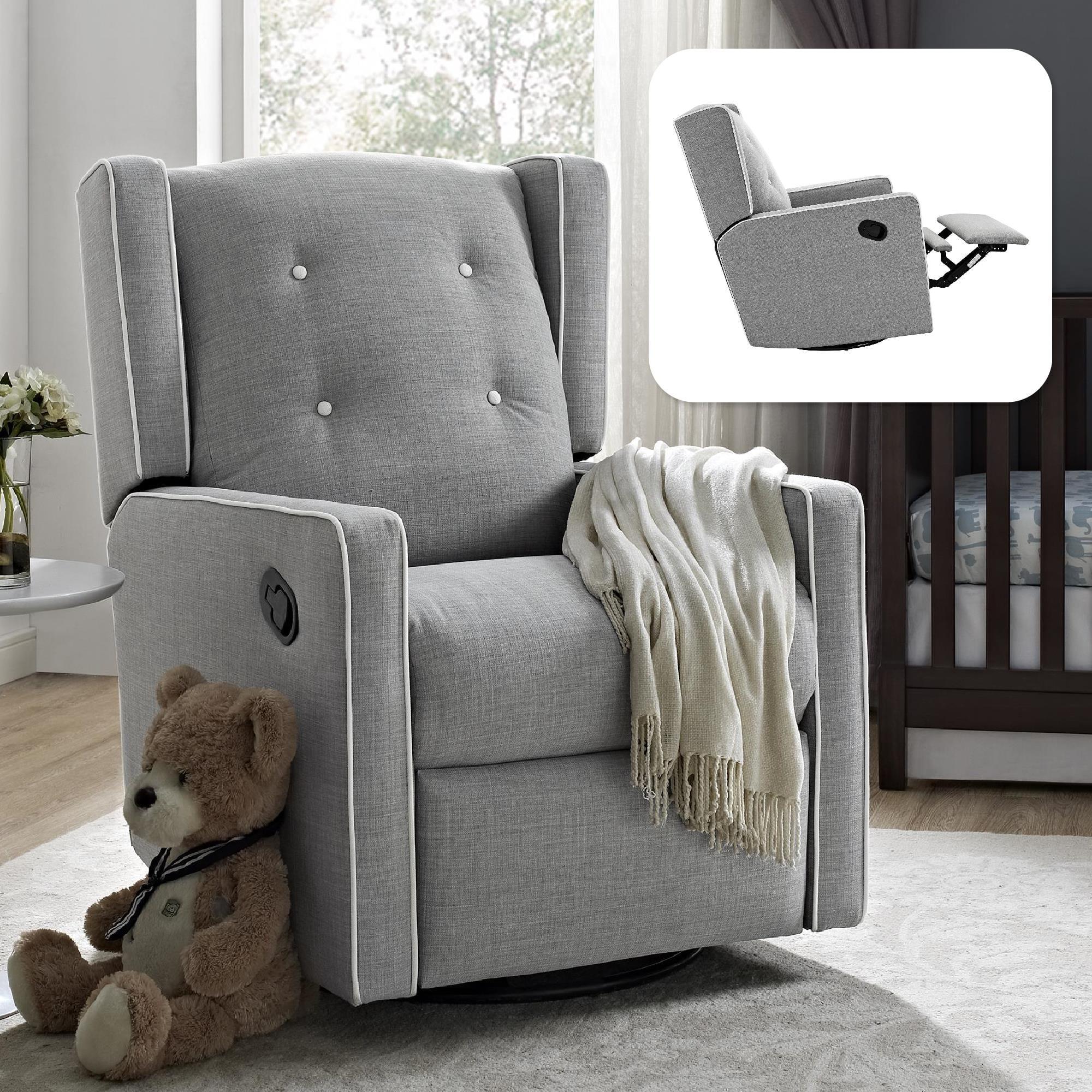 Baby Relax Shirley Swivel Glider Recliner Chair - Gray Microfiber