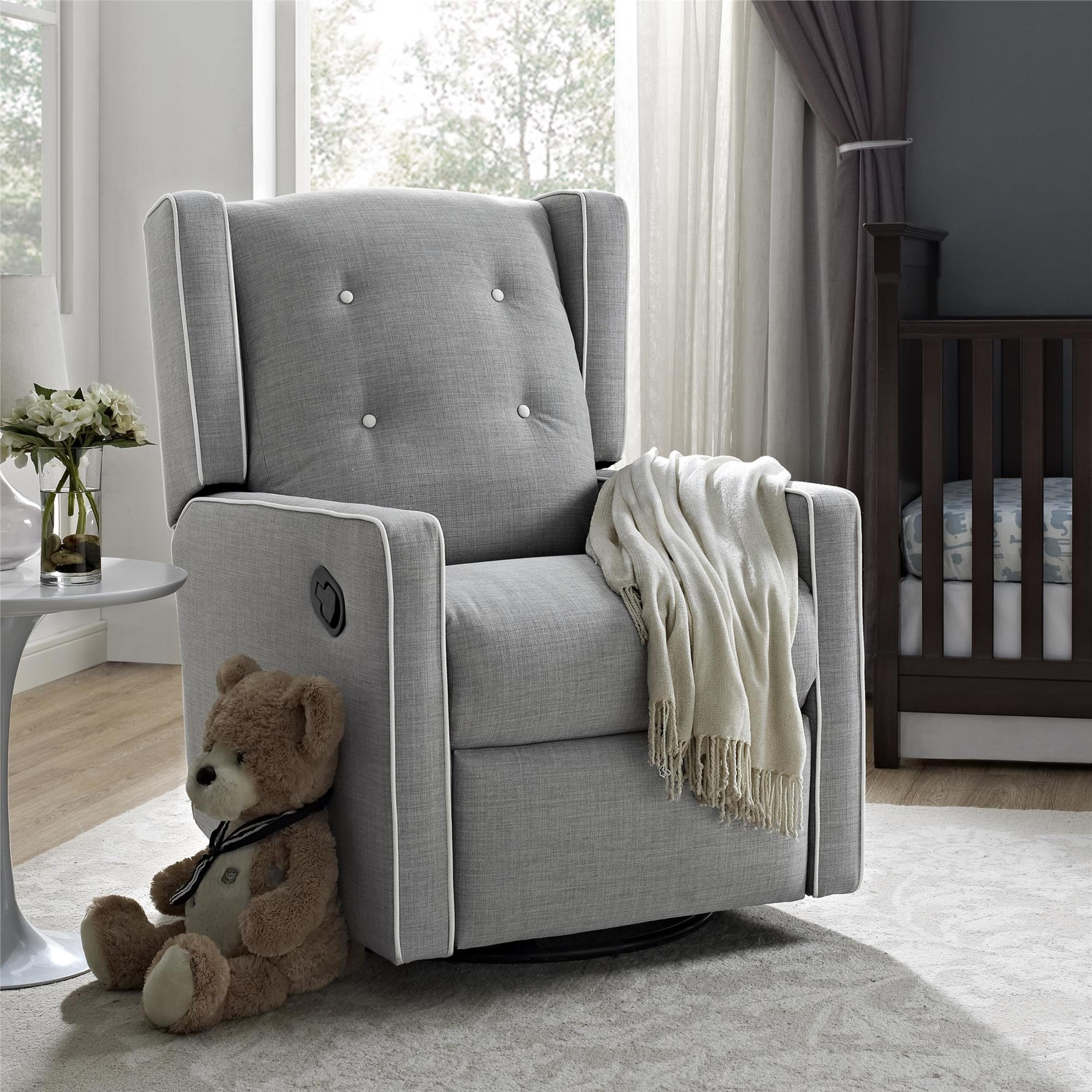 Baby Relax Shirley Swivel Glider Recliner Chair - Gray Microfiber