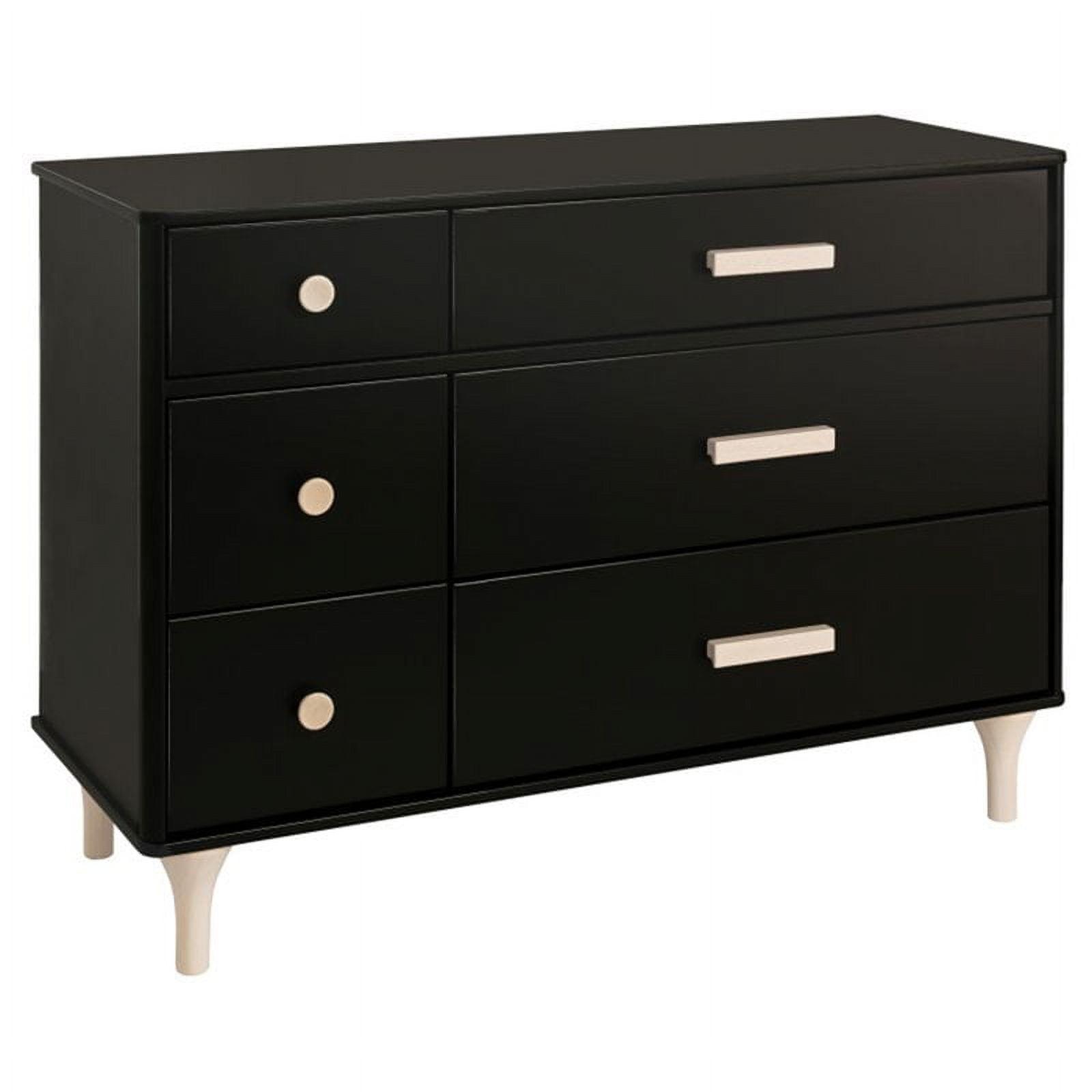 Lolly 6-Drawer Assembled Double Dresser in Black and Washed Natural