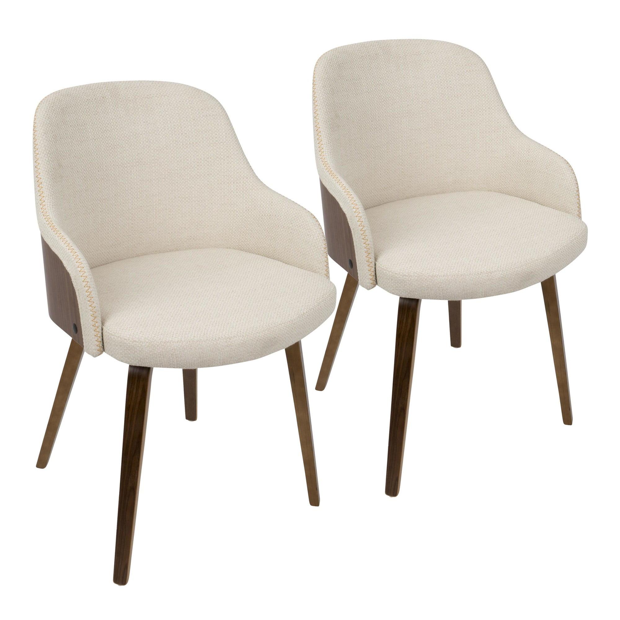 Cream Faux Leather Upholstered Arm Chair with Wood Legs