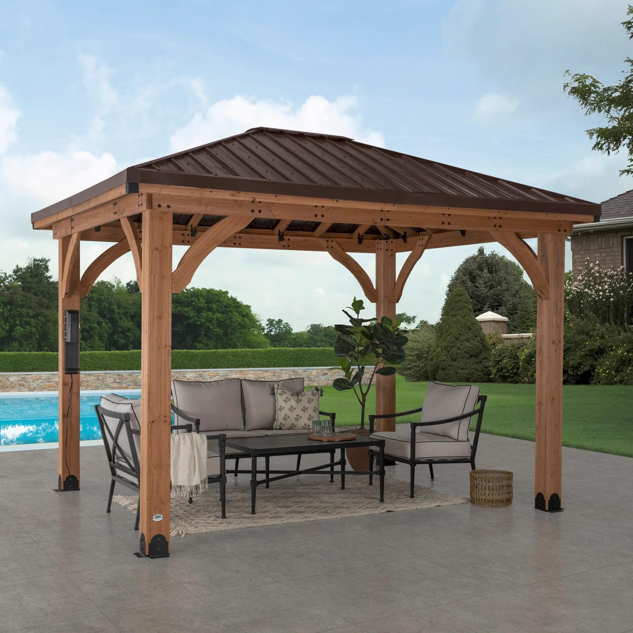 Barrington 12' x 10' Cedar and Steel Outdoor Gazebo