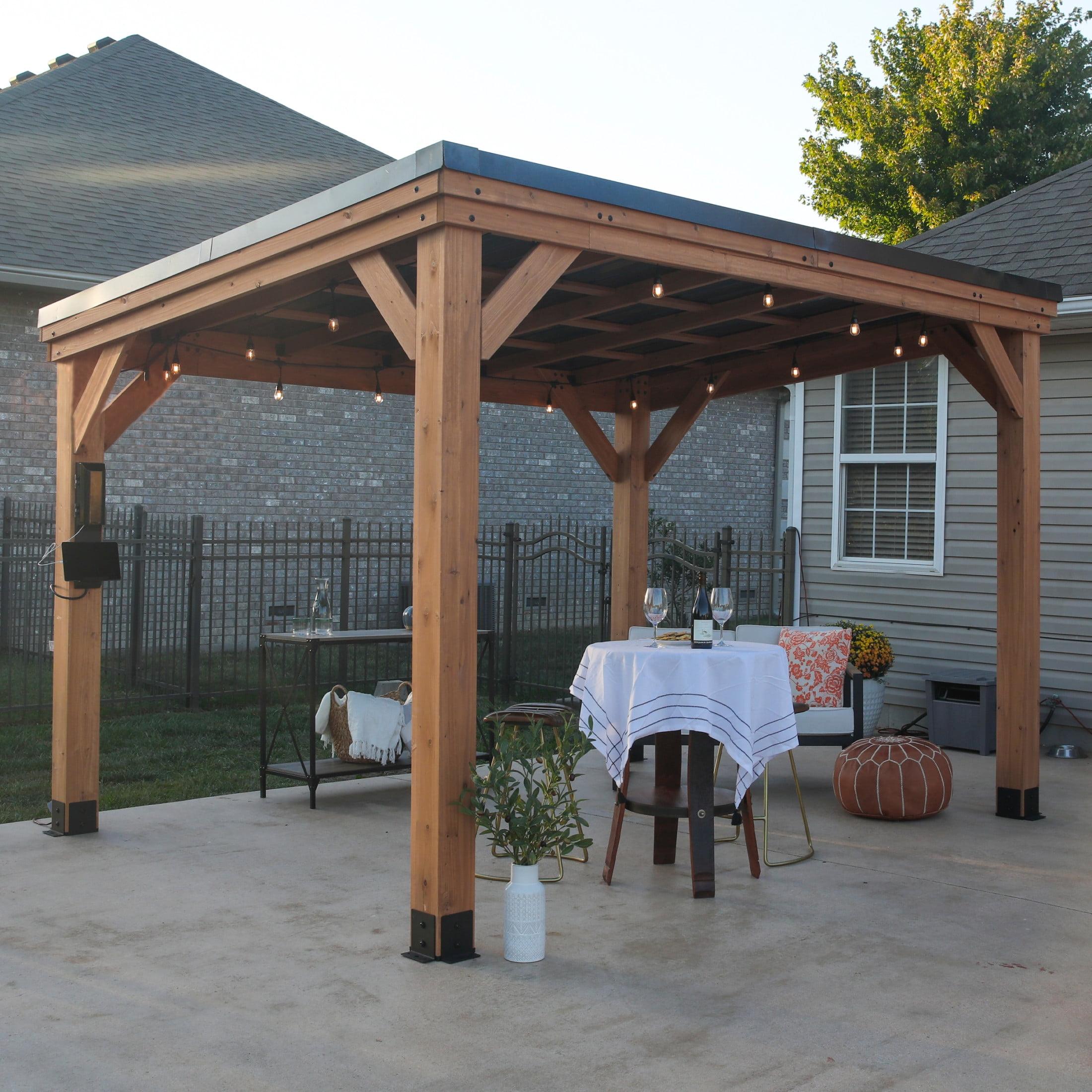 Arcadia Cedar and Steel Slope Roof Gazebo, 12' x 9.5'