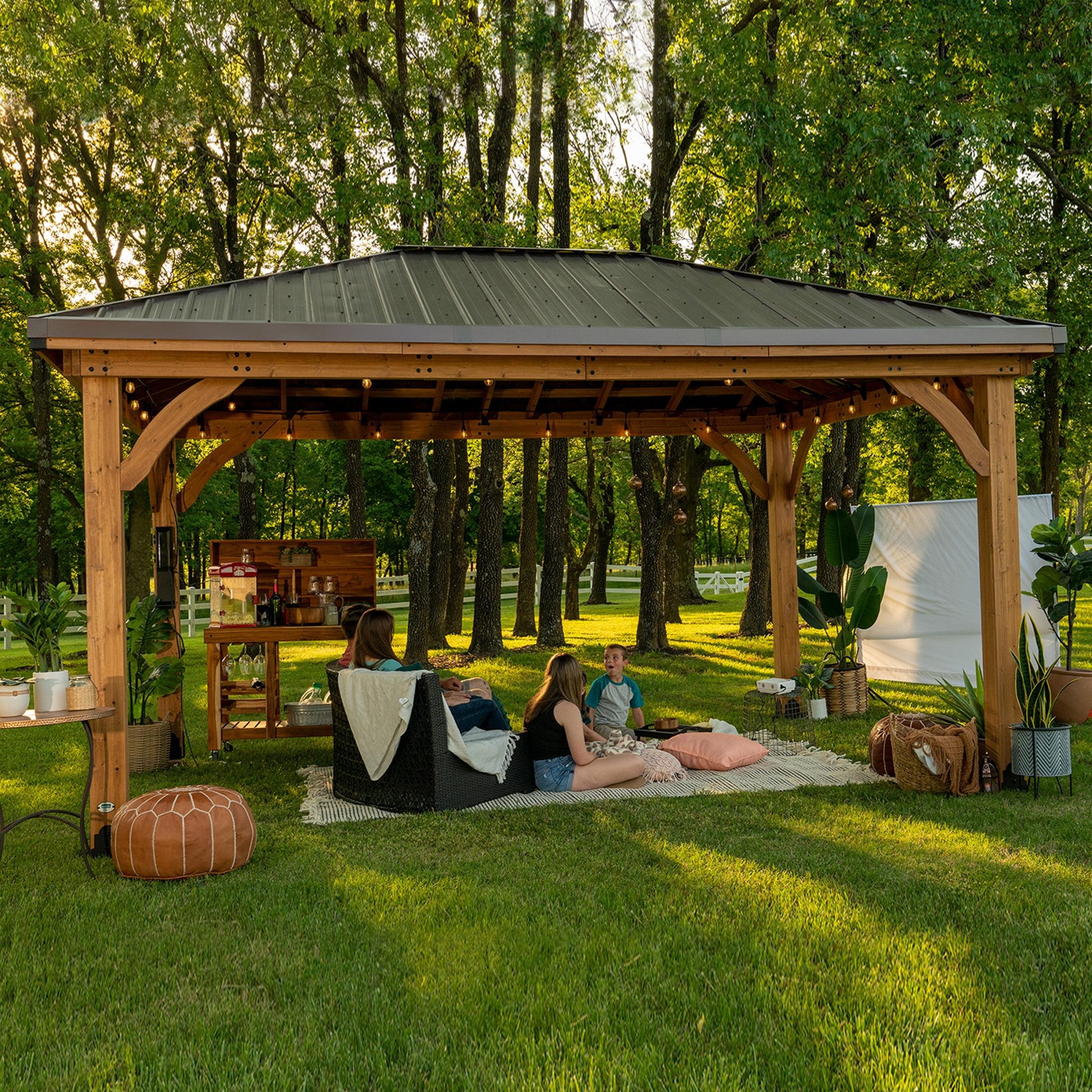 Barrington 16x12 Cedar Wood and Steel Roof Gazebo