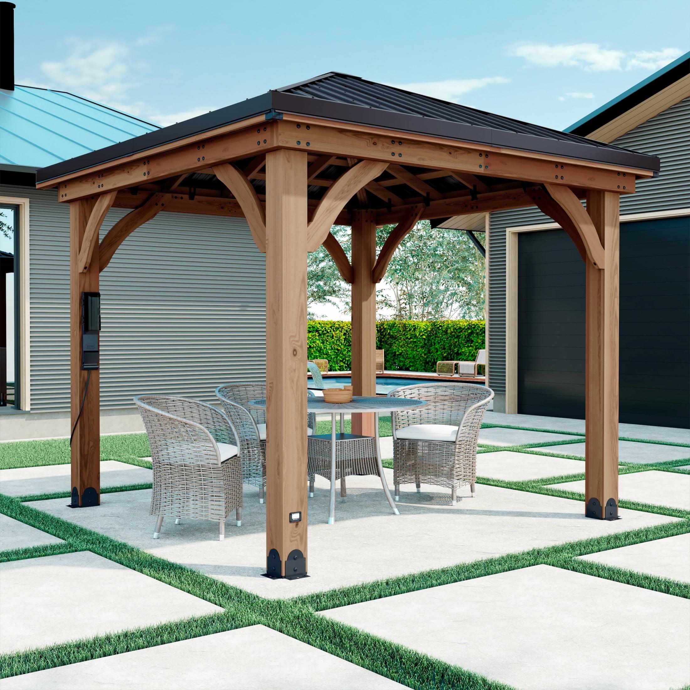 Barrington 10' x 10' Cedar Wood Gazebo with Galvanized Steel Roof