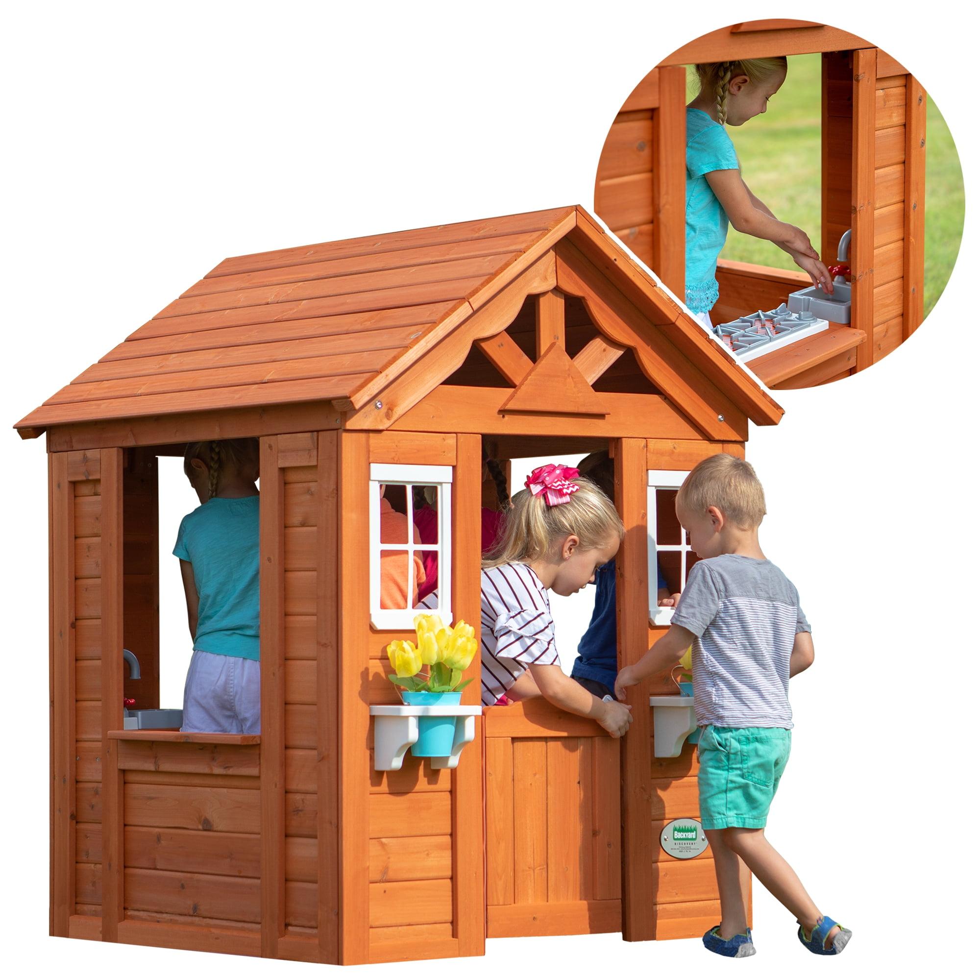 Timberlake Cedar Wooden Playhouse with Flowerpot Holders