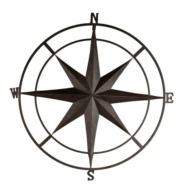 Backyard Expressions 30 Inch Compass Wall Plaque - Indoor/Outdoor - Vintage Black