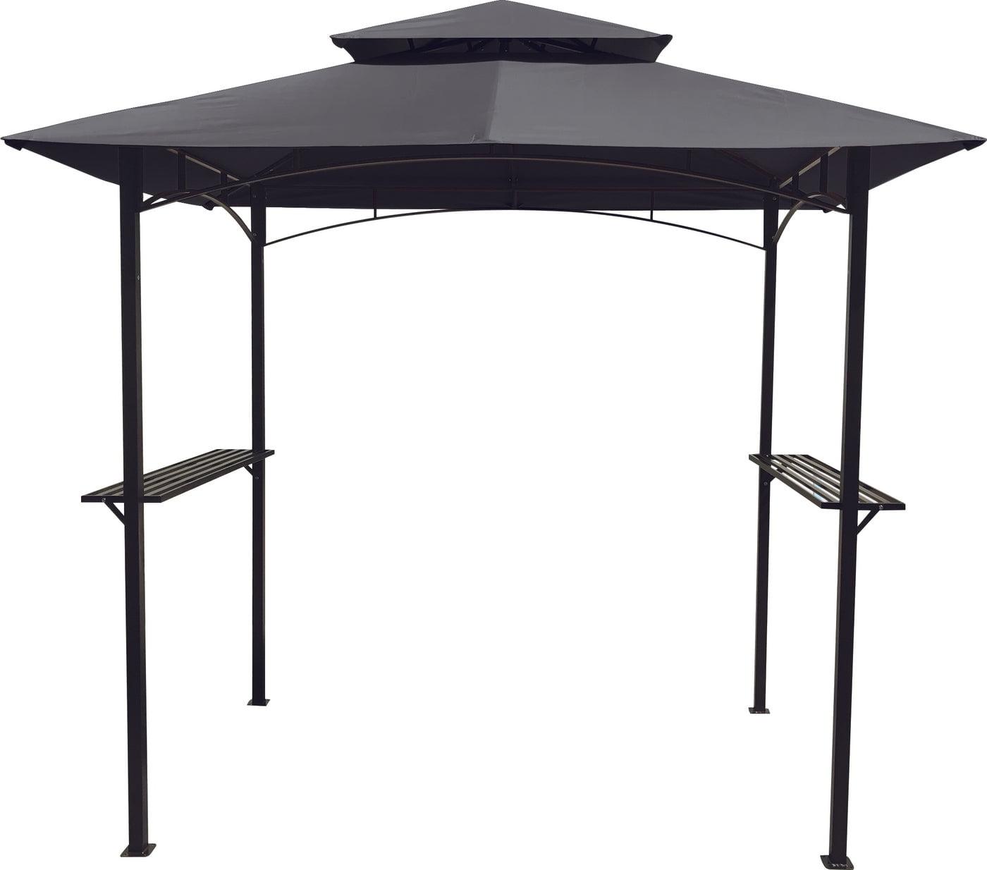 Black and Gray Steel Grilling Gazebo with LED Lights