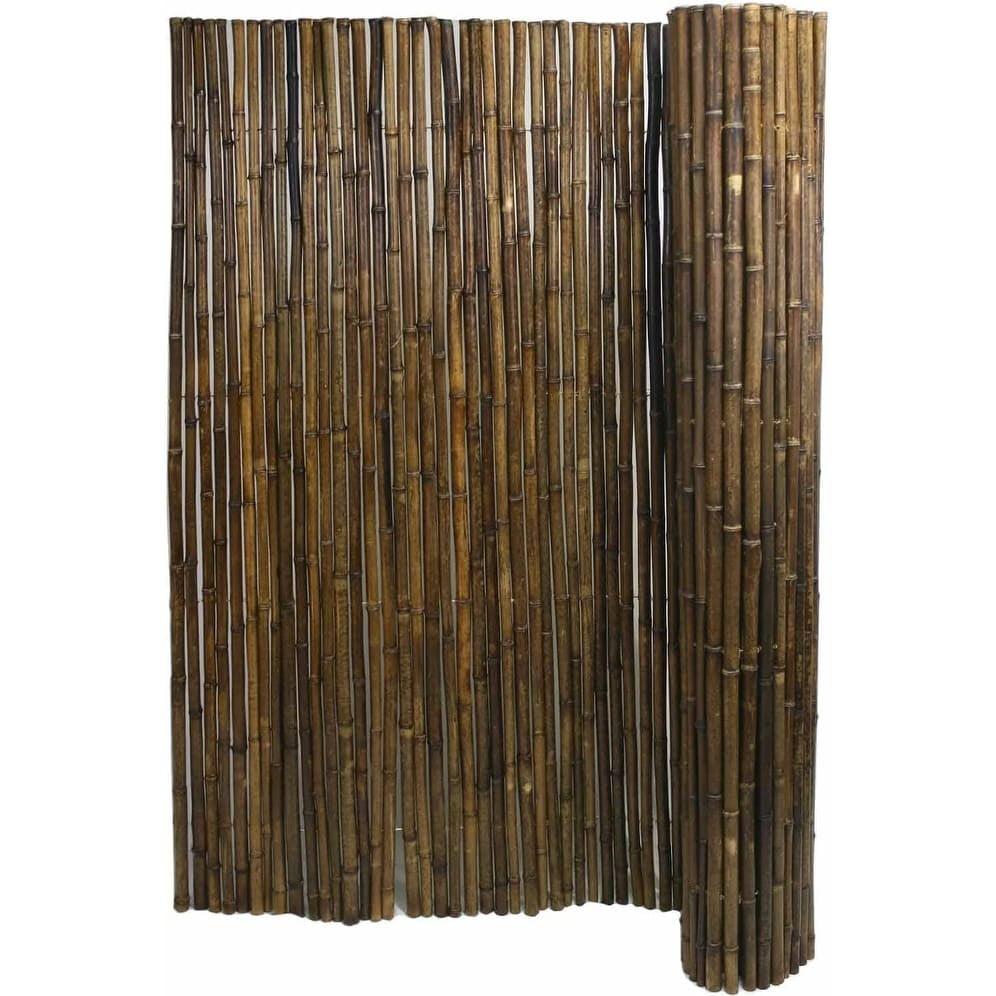 Backyard X-Scapes Bamboo Fencing Decorative Rolled Wood Fence Panel Caramel Brown 6ftHx8ftL