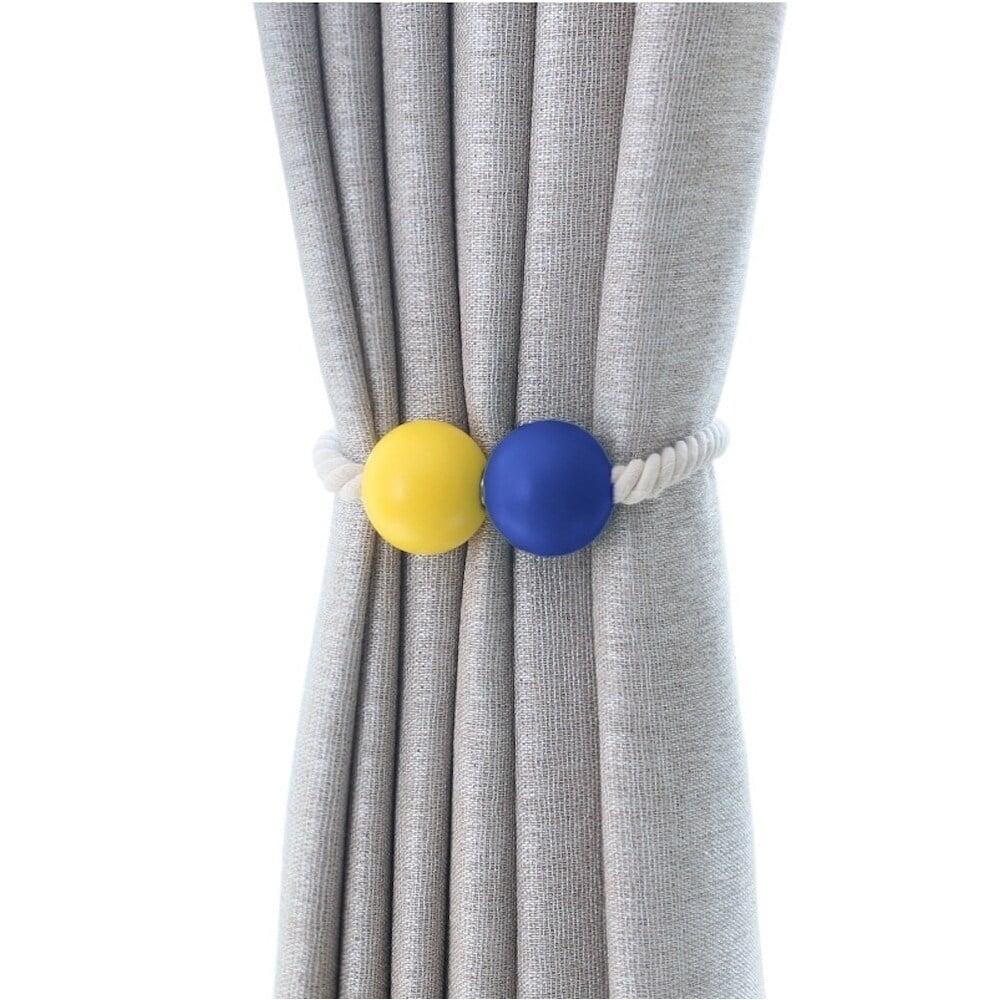Bad Students Oberle Magnetic Ball Curtain Tieback (Set of 2) Yellow & Blue