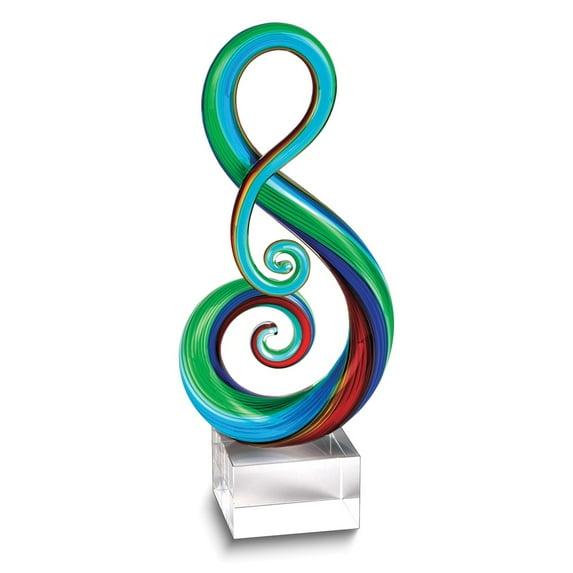 Elegant and Modern Murano Style Art Glass Colorful Centerpiece for Home Decor - Rainbow Note, 11 Inches