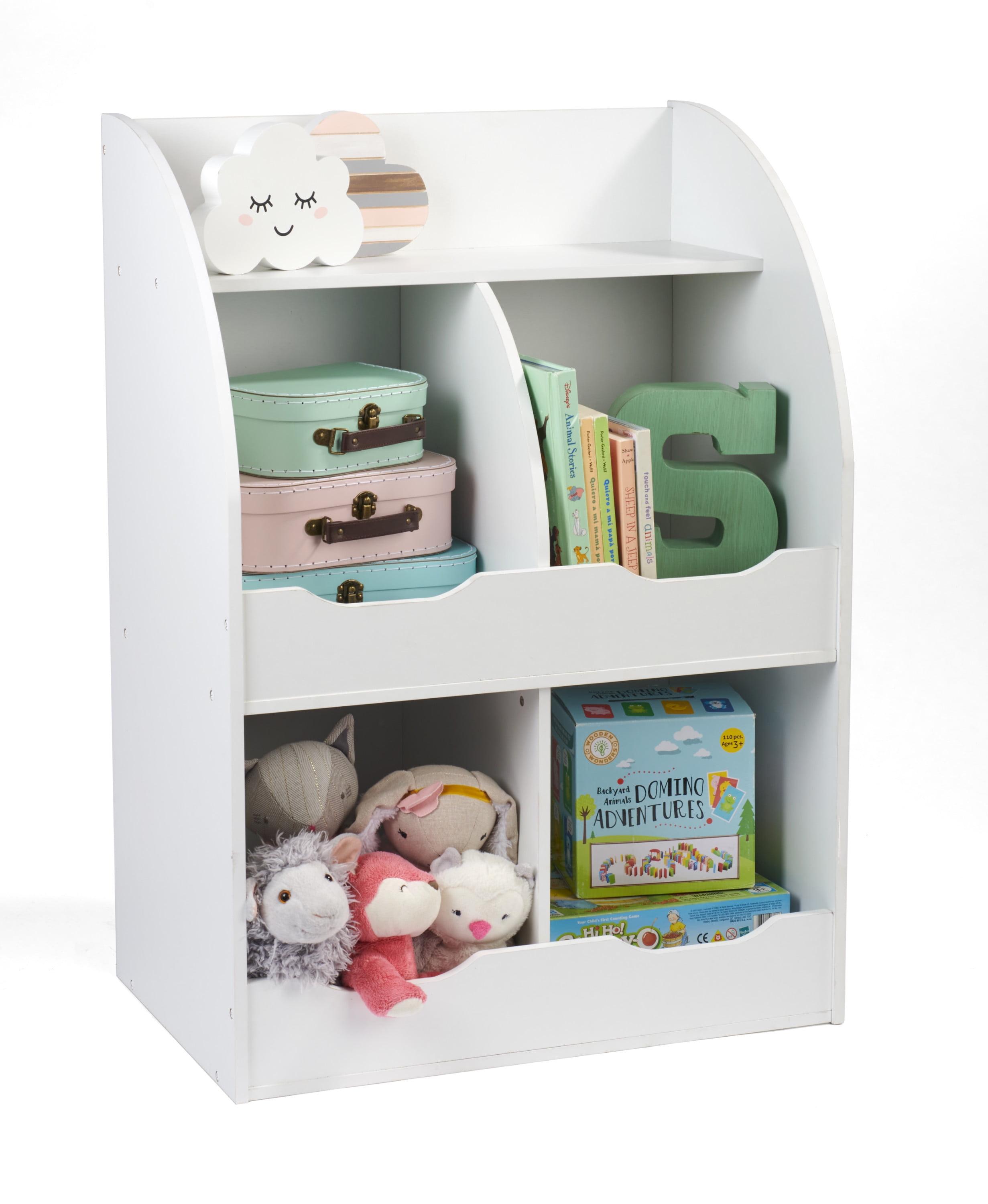 Bright White Multi-Cubby Toy & Book Organizer for Kids