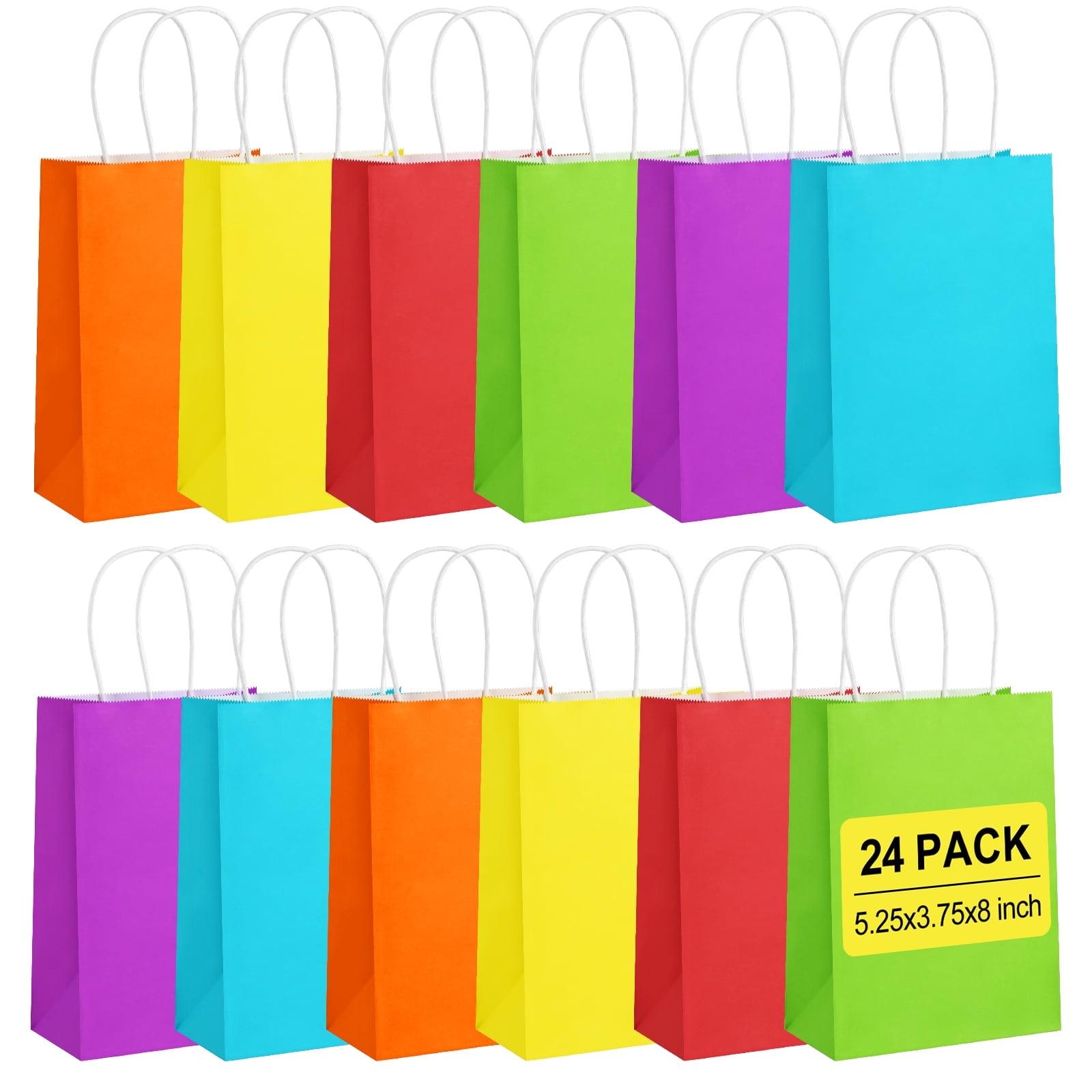 BagDream 24 Pack Rainbow Gift Bags with Handles, 6 Colors Small Party Favor Bag Goodie Bags for Kids Birthday, Party Favors, Birthdays & Celebrations, 5.25x3.75x8"