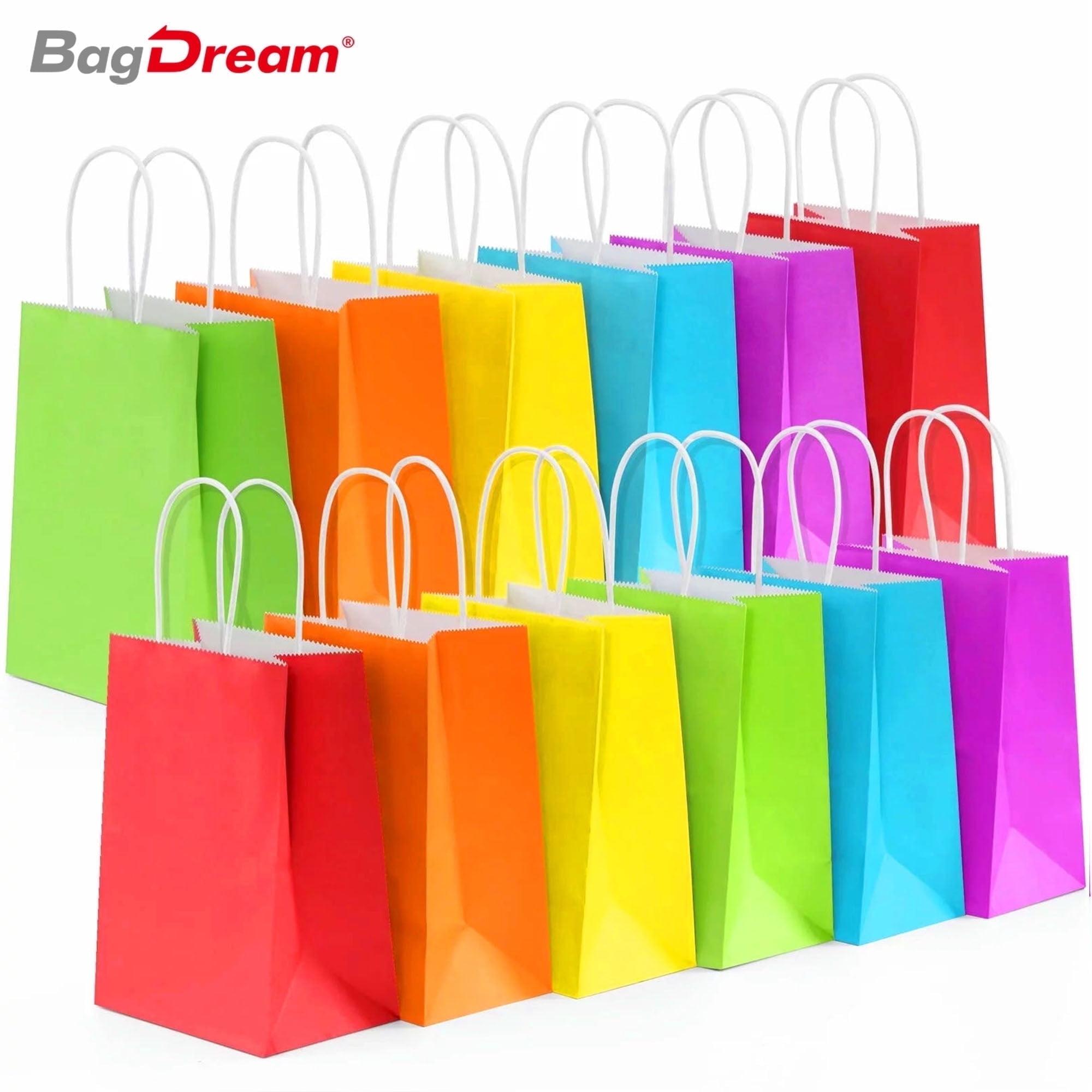 BagDream 24 Pack Rainbow Gift Bags with Handles, 6 Colors Small Party Favor Bag Goodie Bags for Kids Birthday, Party Favors, Birthdays & Celebrations, 5.25x3.75x8"