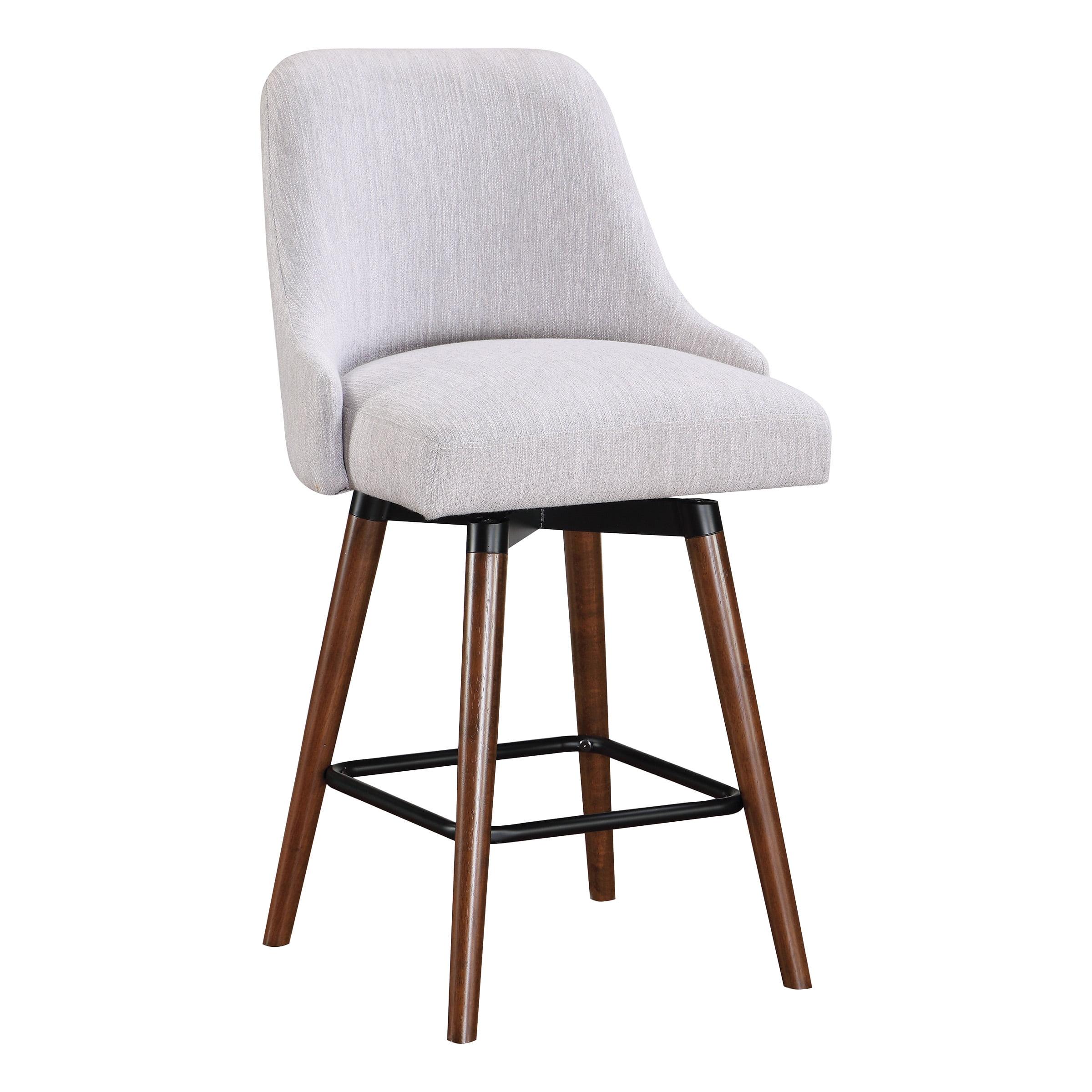 Bagford 26" Swivel Counter Stool with Medium Espresso Legs in Fog Gray  Fabric