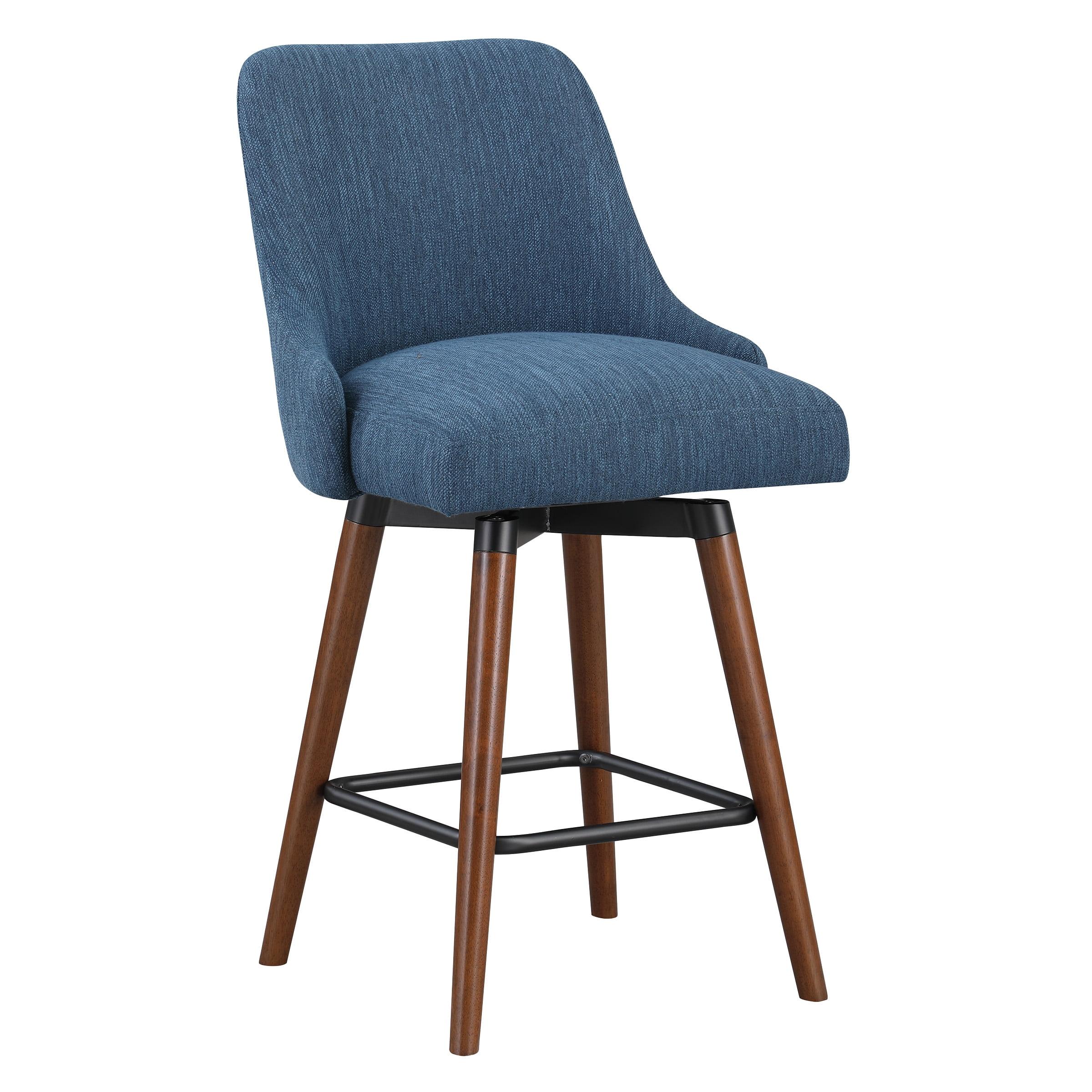 Bagford 26" Swivel Counter Stool with Medium Espresso Legs in Navy Fabric