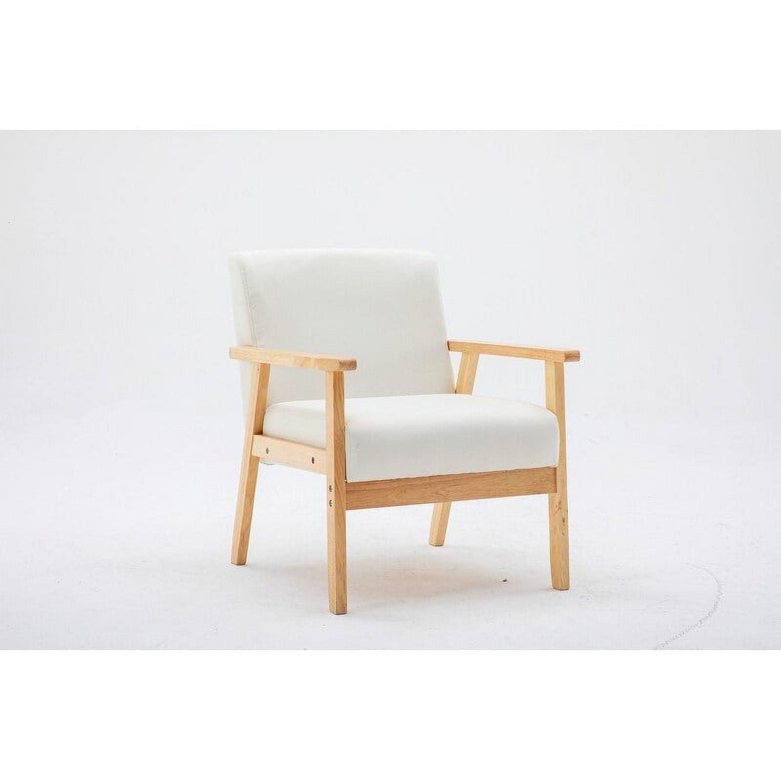 Mid-Century Modern Bahamas Beige Linen & Wood Accent Chair