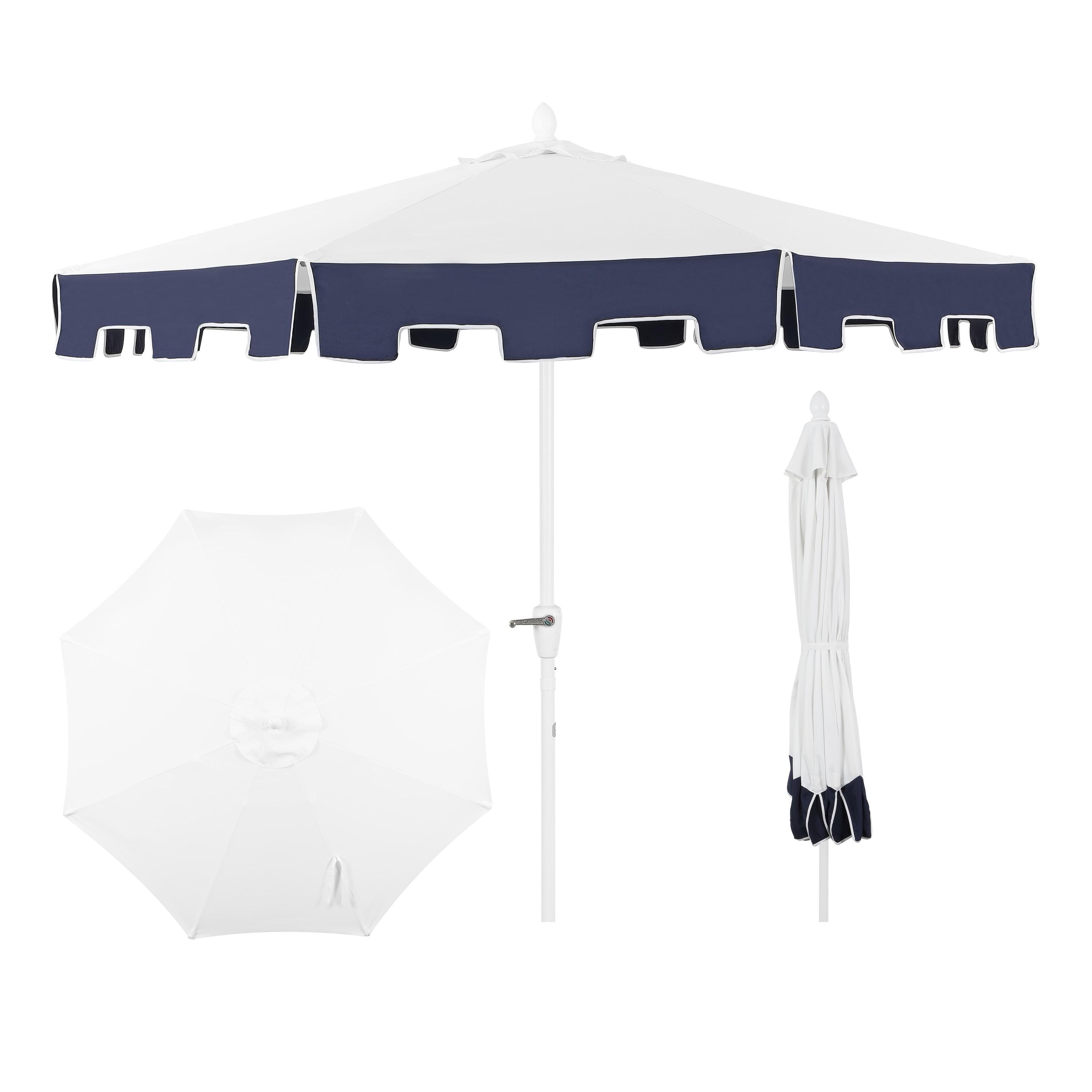 Arlmont & Co. Taveon 9 ft. Classic MidCentury Market Patio Umbrella with UV Protection, Auto-Tilt, and Crank