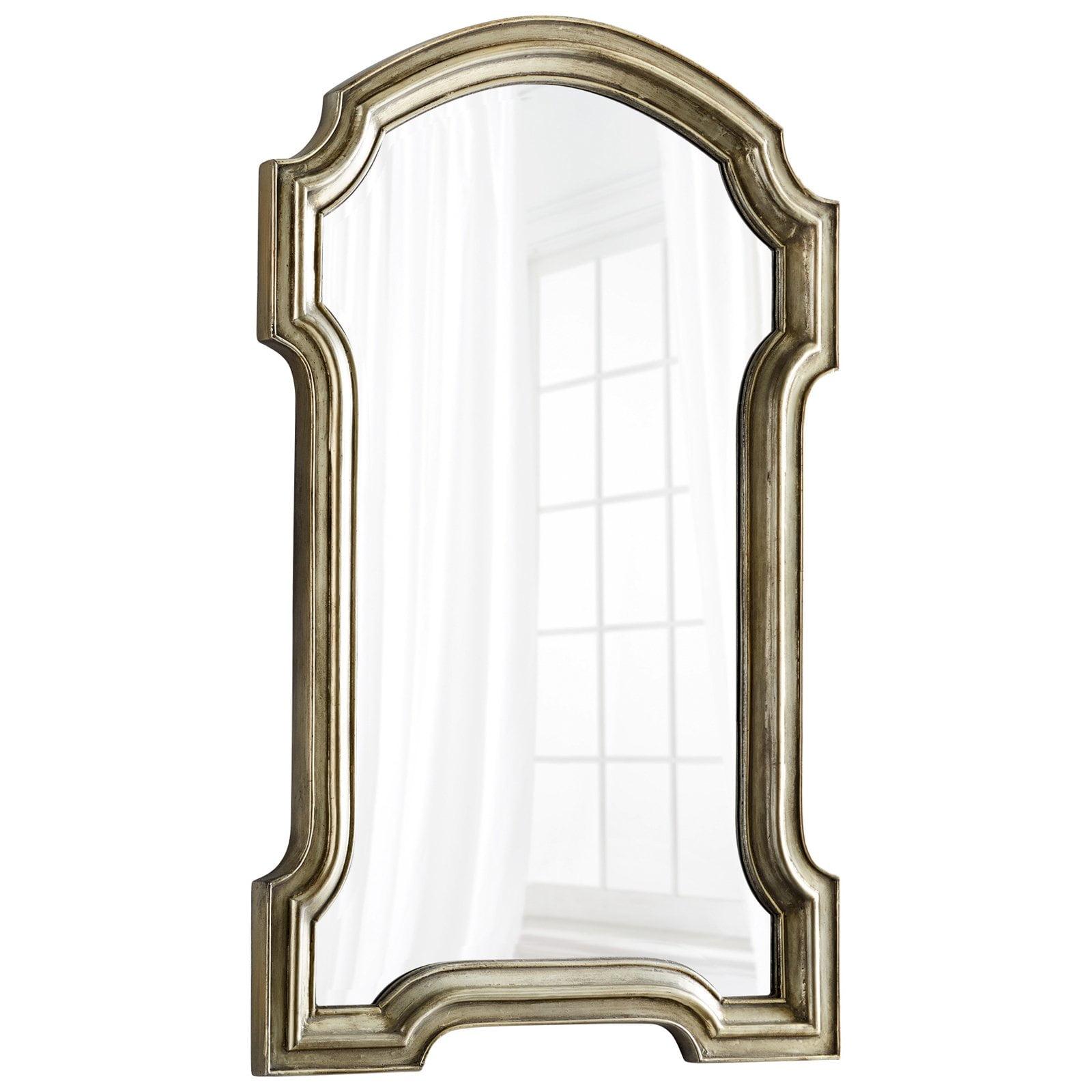 Transitional Beveled Wood Keyhole Mirror in Silver Oxide