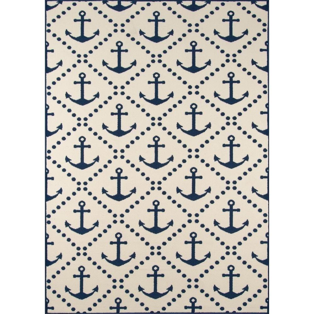 Ivory Nautical Charm 5'3" x 7'6" Synthetic Area Rug