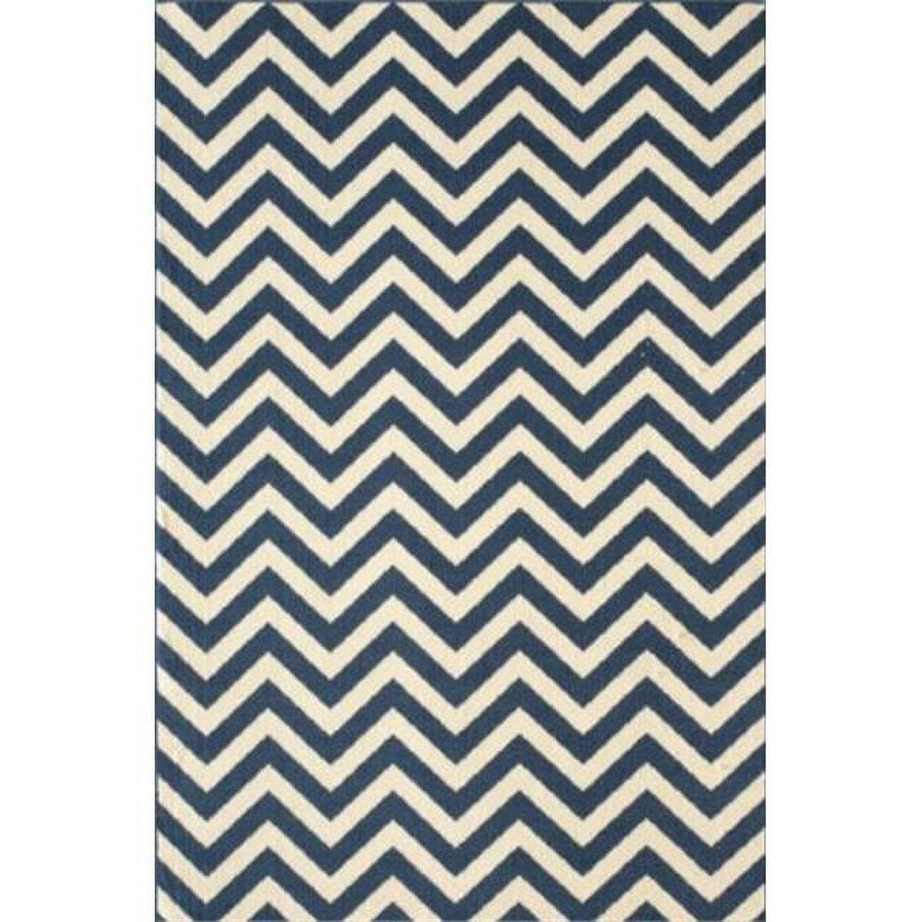 Navy Bliss 5' x 7' Reversible Flat-Woven Outdoor Rug