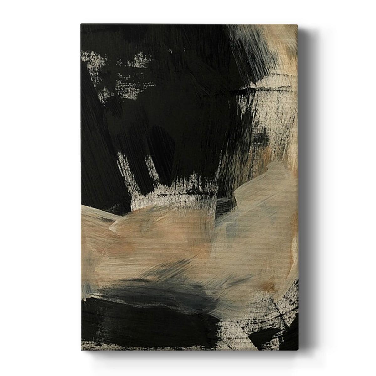 Abstract Black and Beige Canvas Art - 14x14