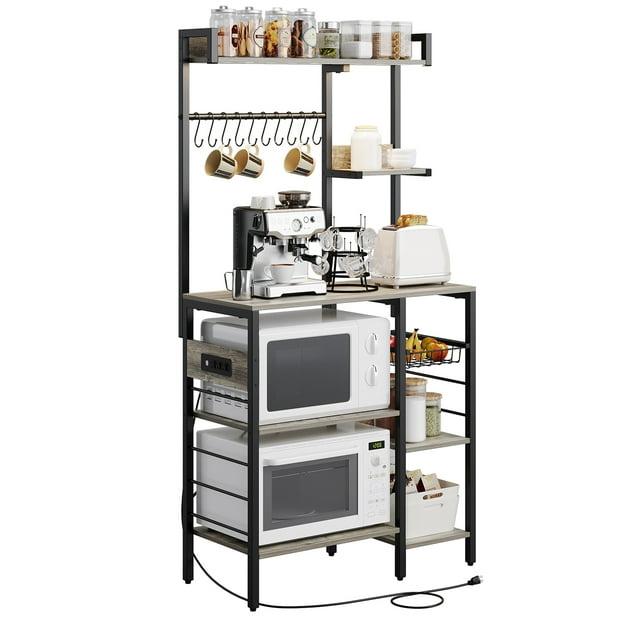17 Stories Bakers Rack With Power Outlet, Kitchen Bakers Rack Microwave Stand