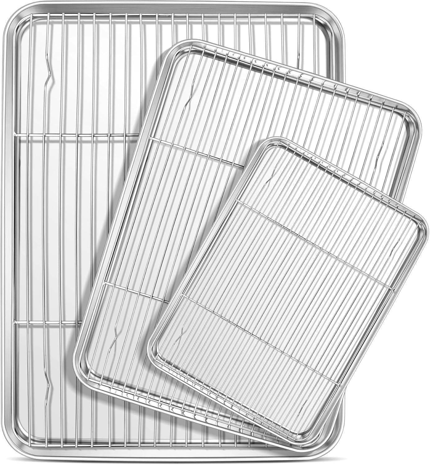 Stainless Steel Baking Sheet and Cooling Rack Set, 3 Sizes