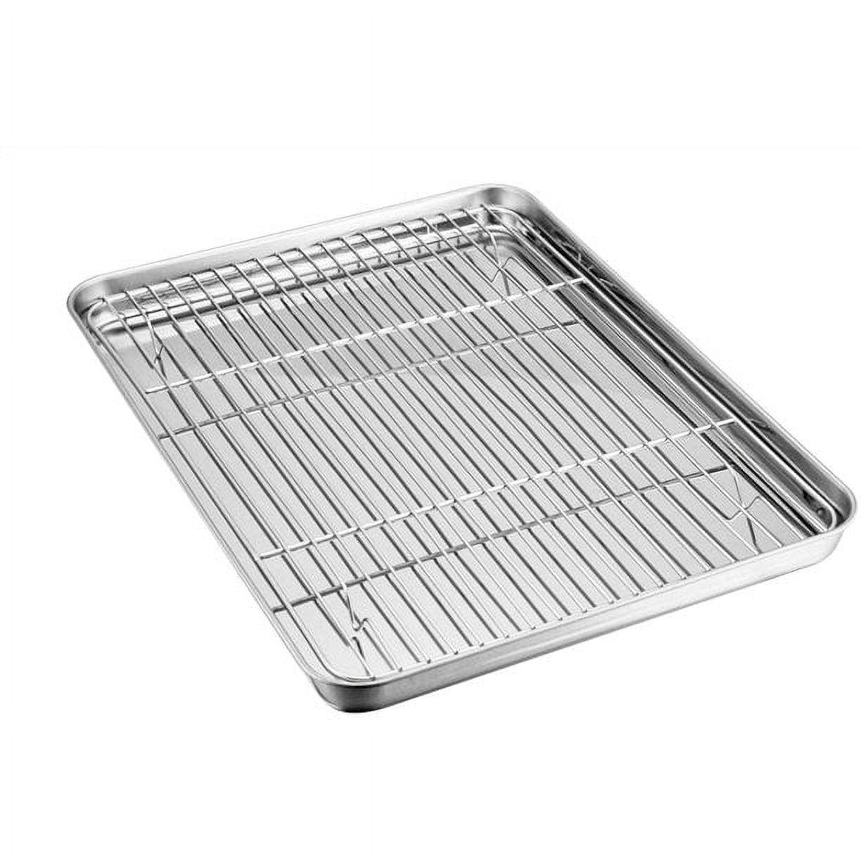 Baking Sheet with Rack Set (1 Sheet + 1 Rack), Cookie Sheets for Baking Use, Stainless Steel Baking Pans with Cooling Racks, Non-toxic, Easy Clean, Dishwasher Safe - (Large, 16-Inch)