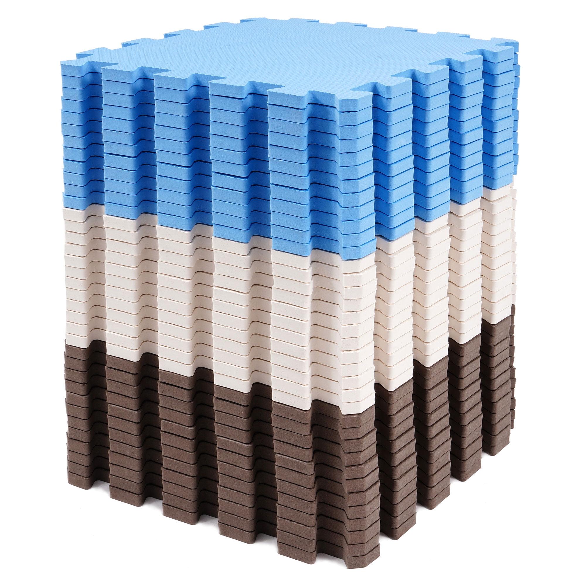 BalanceFrom 36-Tile Blue Beige Brown Foam Puzzle Play Mat