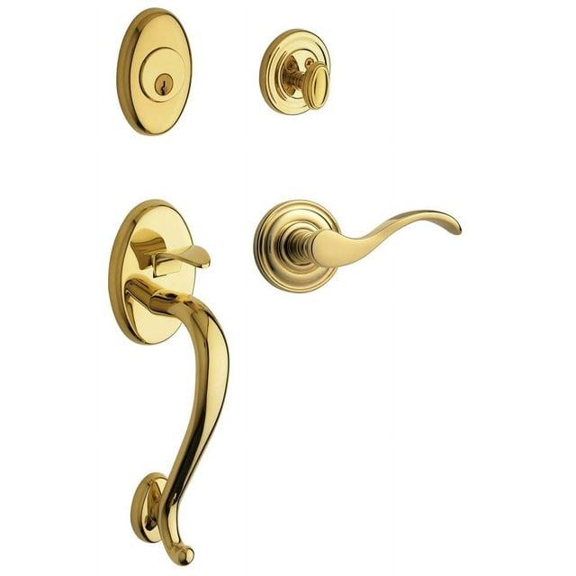 Baldwin 85315.003.Lent Logan Sectional Trim Left HandHandleset with Wave Lever, Lifetime Polished Brass