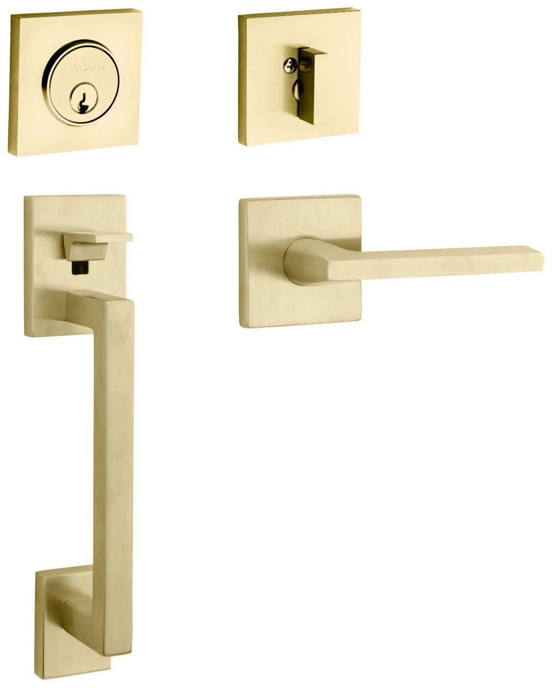 Minneapolis Satin Brass Single Cylinder Sectional Handleset with Lever