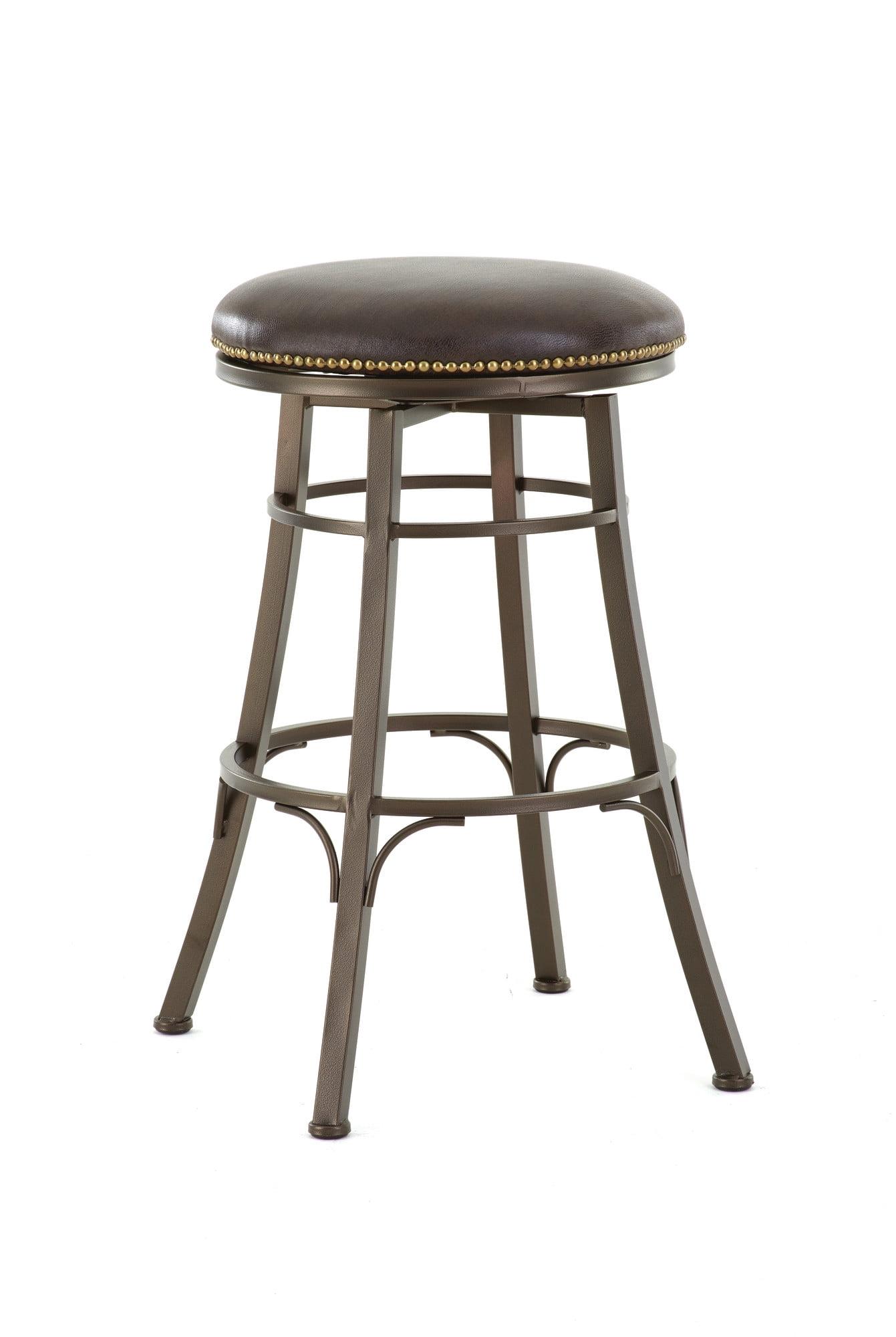 Bali 30" Brown Leather and Metal Swivel Bar Stool