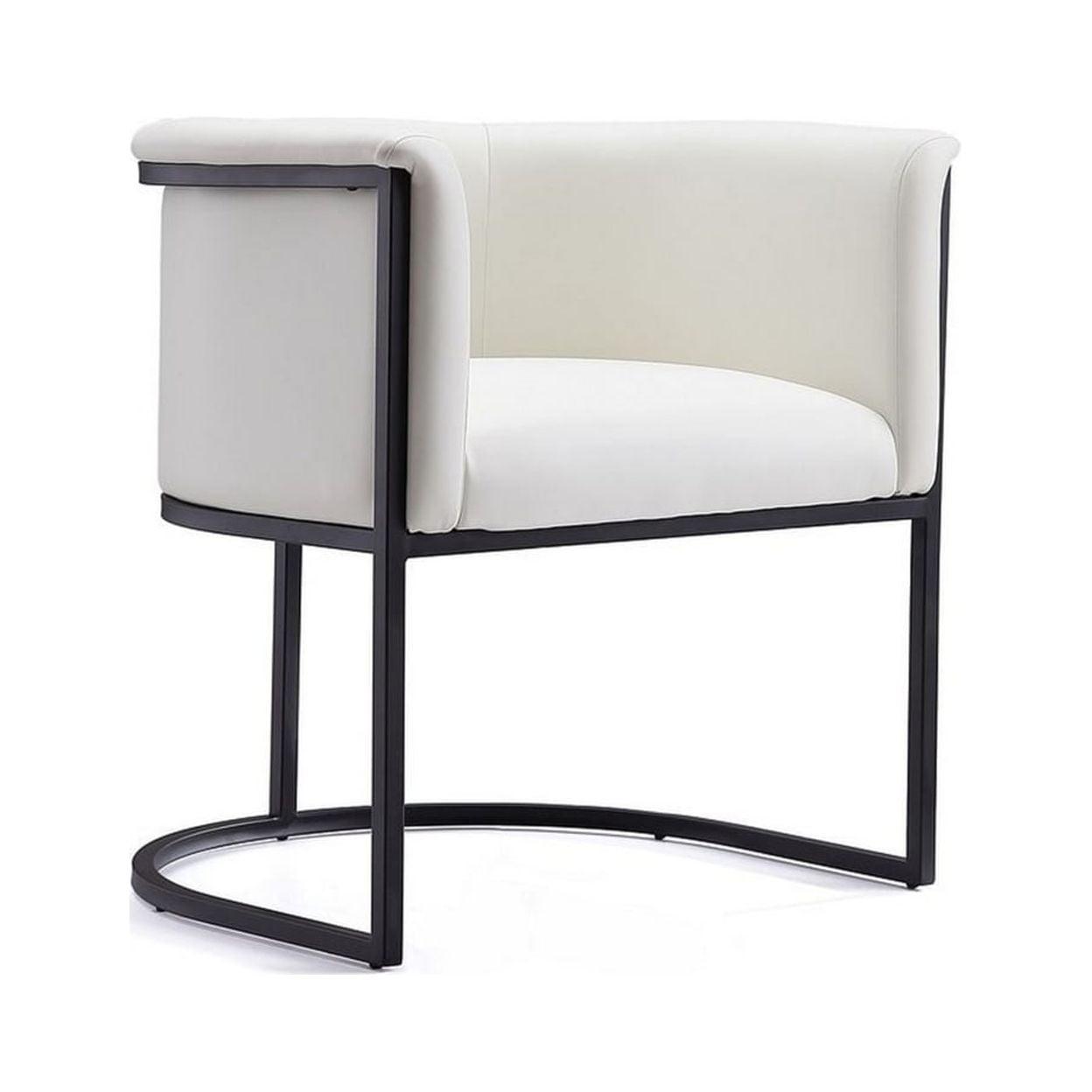 Manhattan Comfort Cosmopolitan Faux Leather Dining Chair White: Art-Deco, Metal Frame, No Assembly Required
