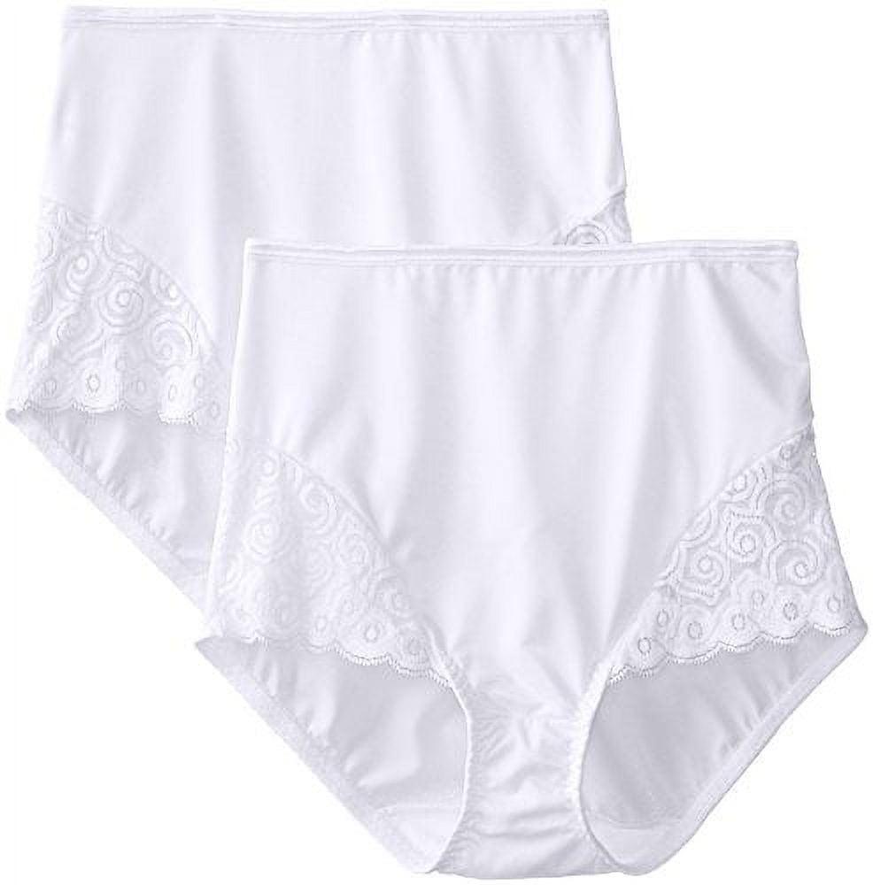 Bali Women's Shapewear Brief with Lace Firm Control 2-Pack, White, 2X