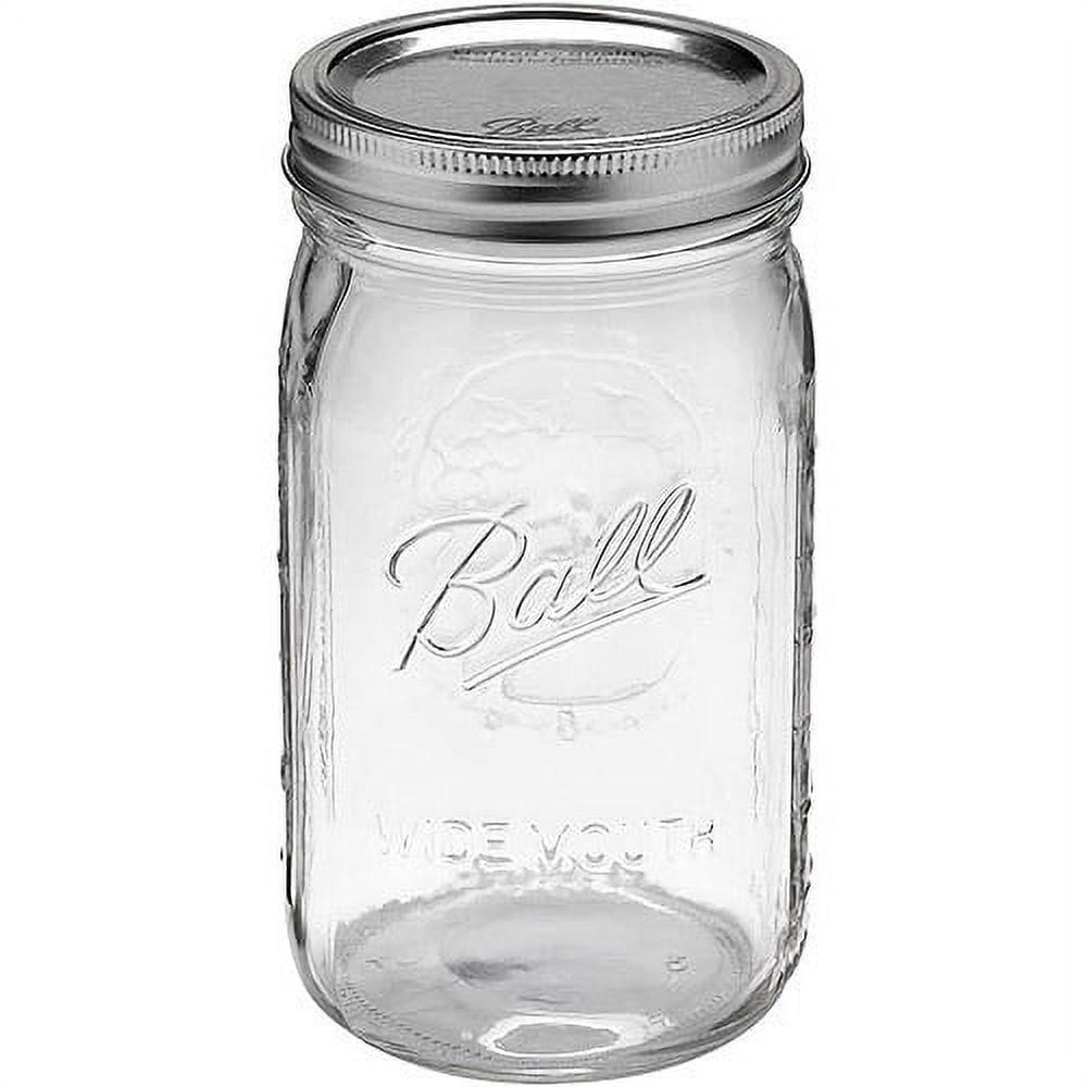 Ball Wide Mouth Quart Glass Mason Jars with Silver Lids, Set of 12