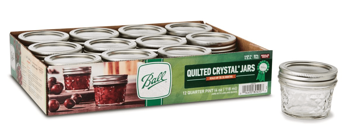 Ball Mason 4oz Quilted Jelly Jars with Lids and Bands, Set of 12
