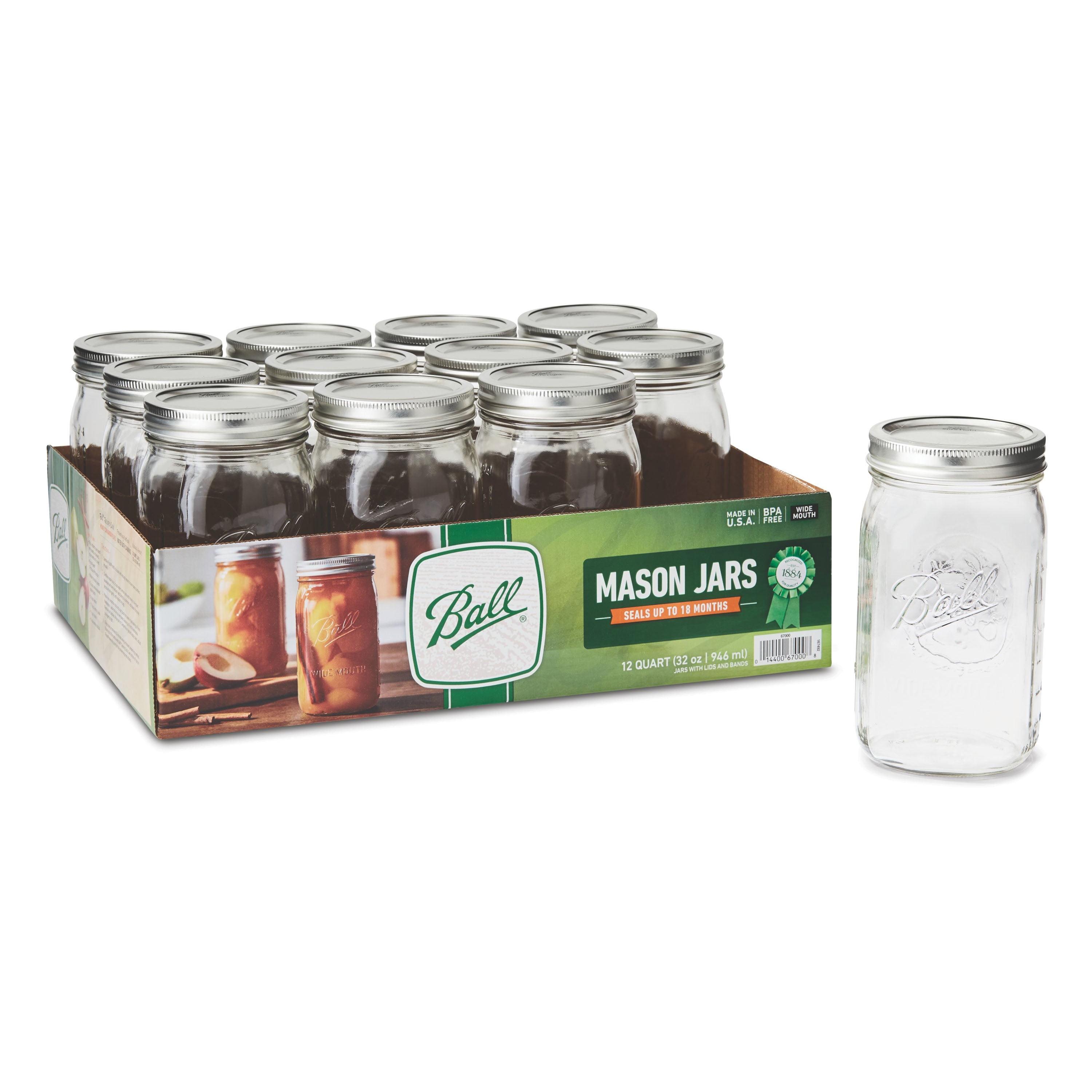 Clear Glass Wide Mouth Mason Jars Set of 12