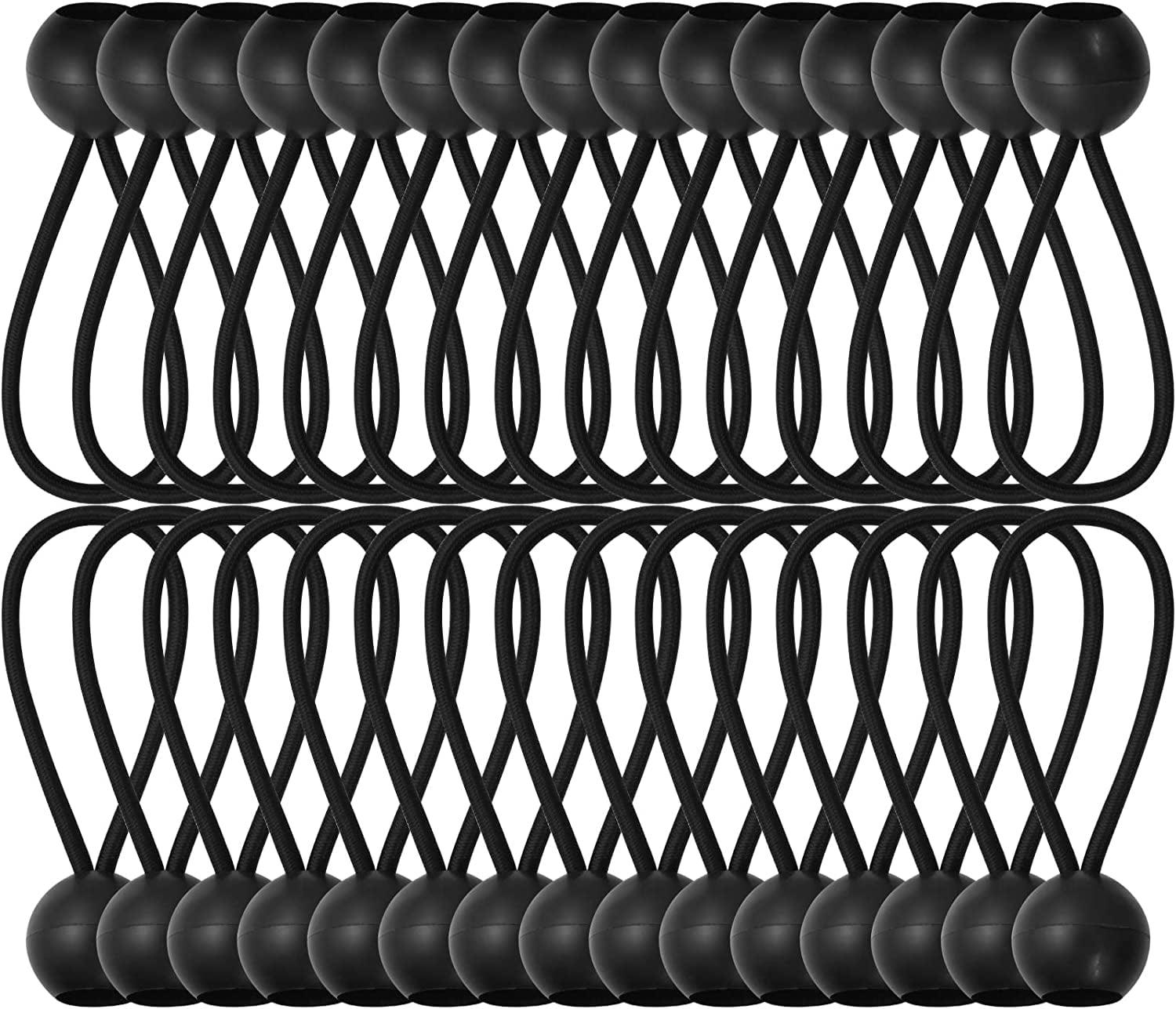 Bungee Cord, 30 Packs Bungee Balls, Black Bungee Cords Heavyweight 4 inches Tarp Bungee Cords Tie Down Straps Multifunction Elastic Rope for Camping, Tents, Cargo, Projector Screen, Canopy Tent