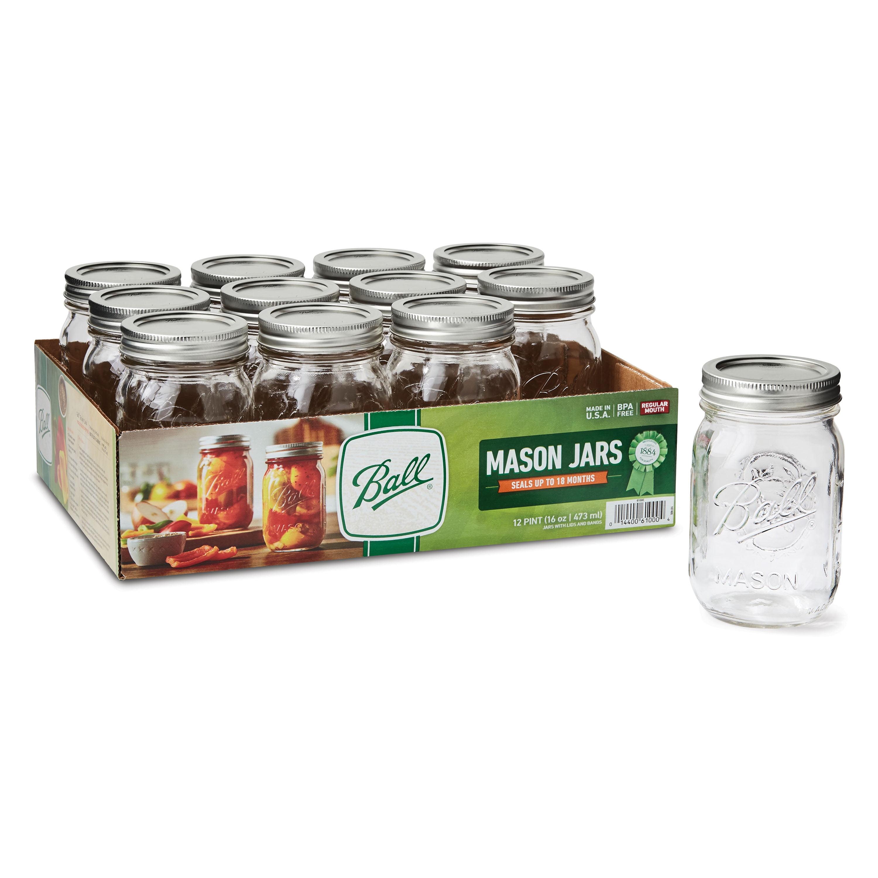 Clear 16oz Glass Mason Jars with Lids, Set of 12