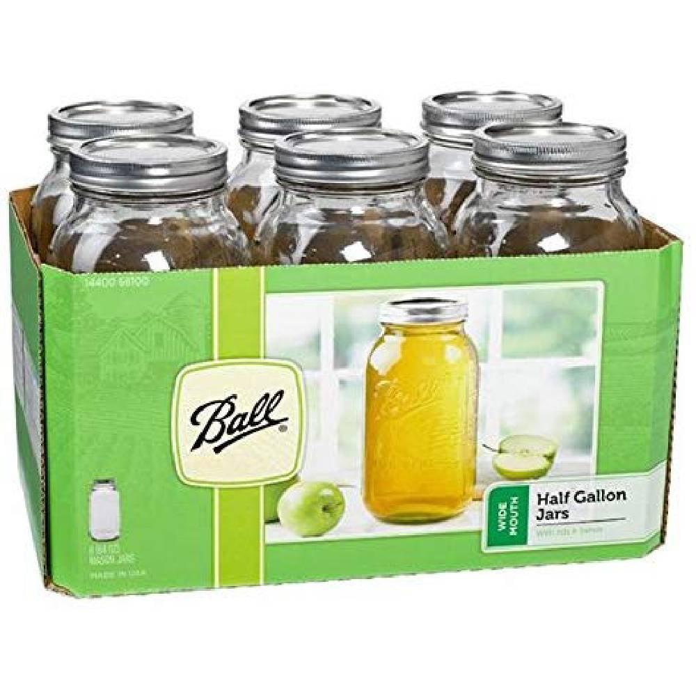 Classic Wide Mouth 64oz Glass Mason Jar Set - Clear, 6-Pack