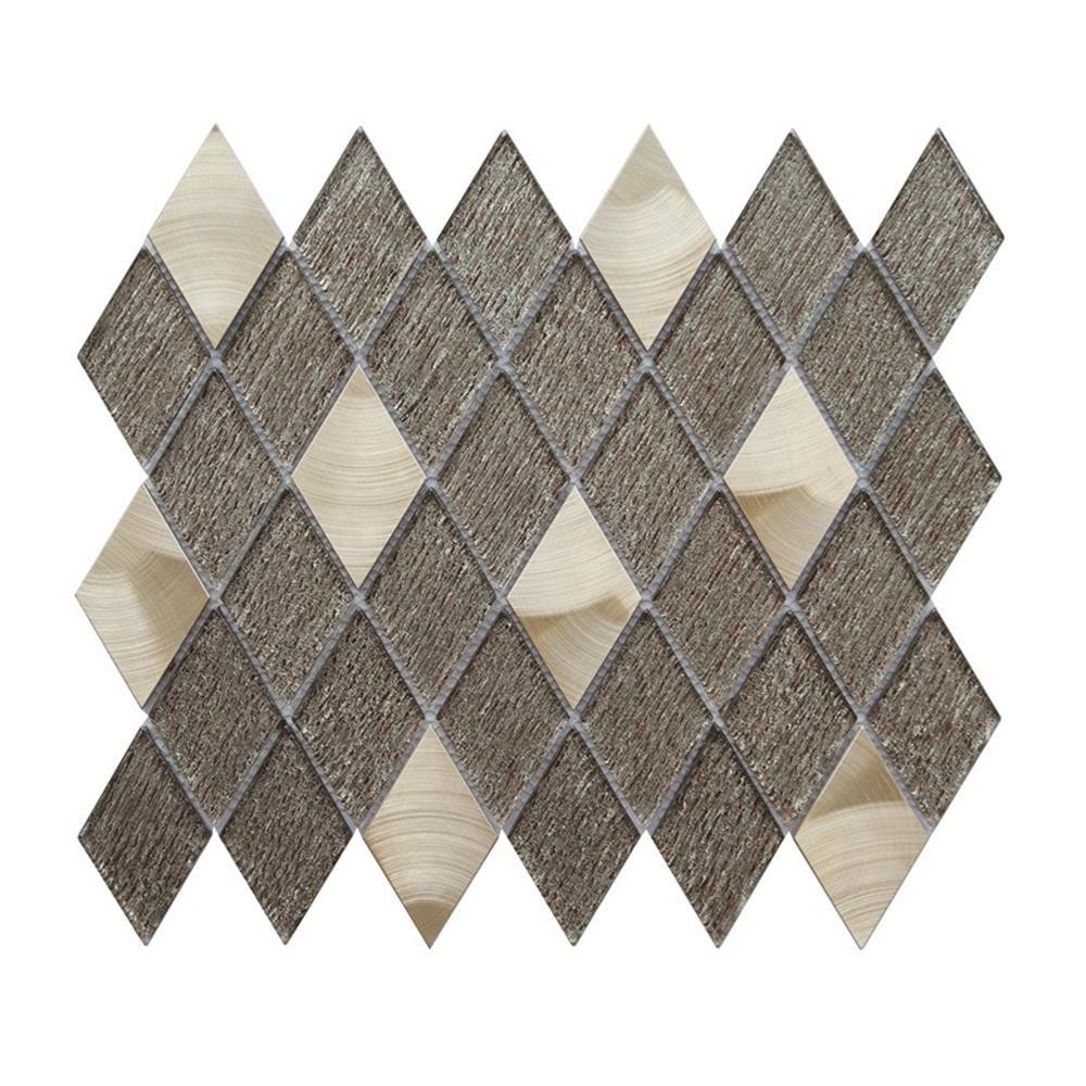 Ballagh 9.9" x 12" Diamond Laminated Glass Mosaic Mix Aluminum Wall Tile