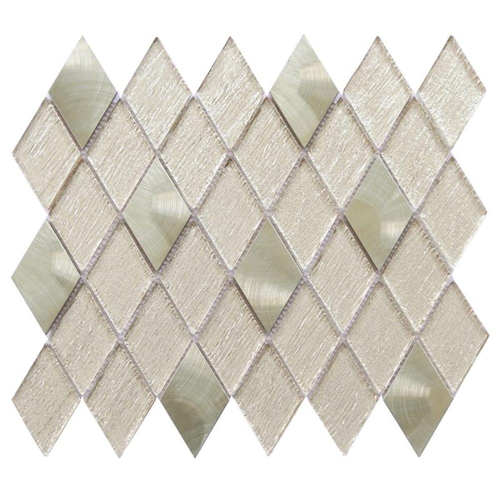 Ballagh 9.9" x 12" Champagne Diamond Glass and Aluminum Wall Tile