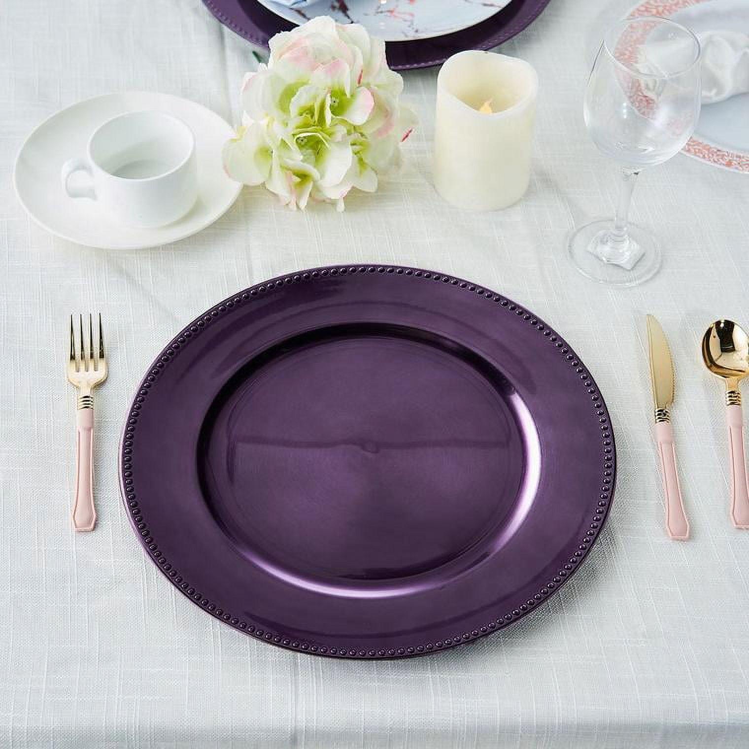 Efavormart 24 pcs 13" Purple Round Charger Plates Dinner Chargers for Tabletop Decor Holiday Wedding Catering Event Decoration