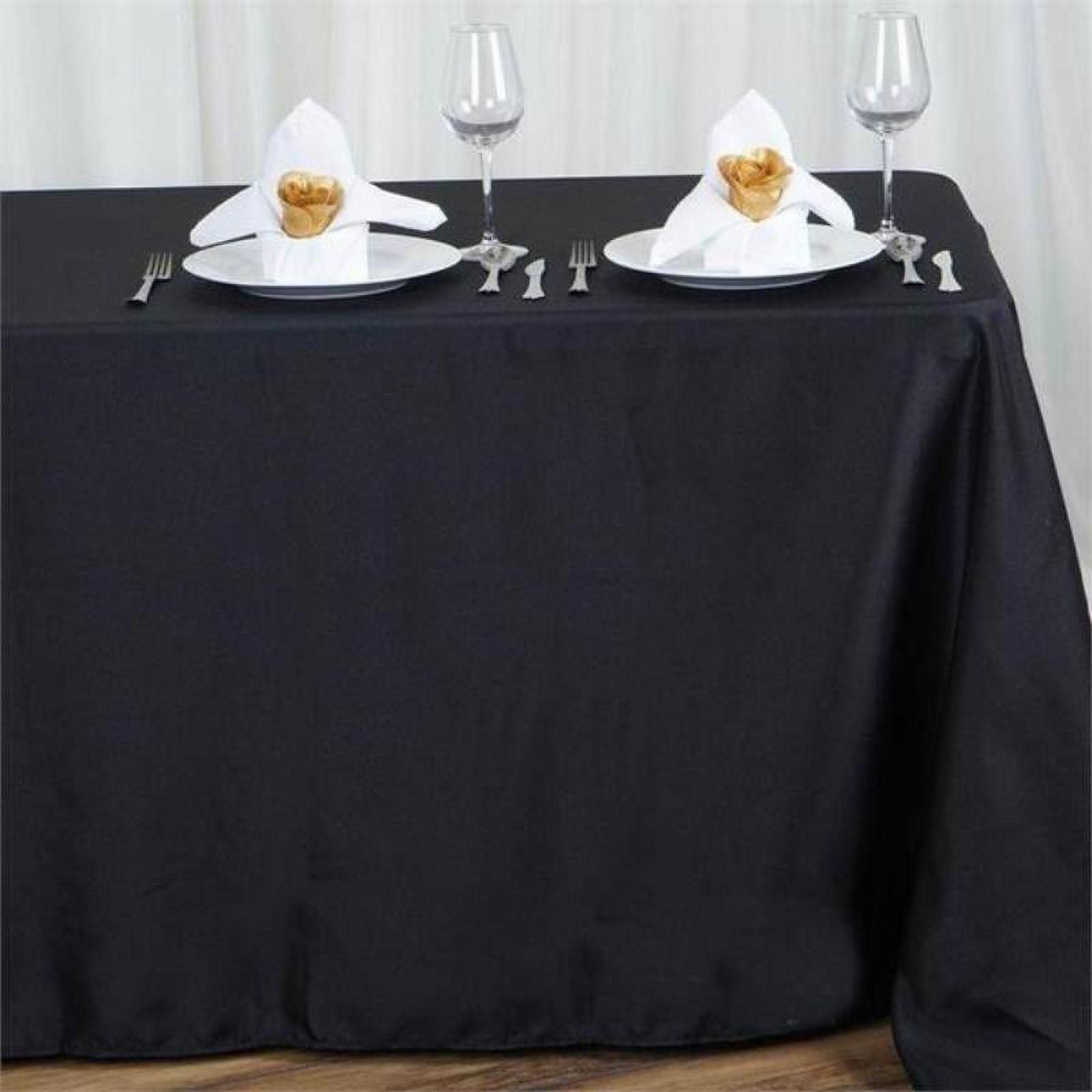 BalsaCircle 90" x 156" Polyester Rectangular Tablecloth Rounded Corners Black