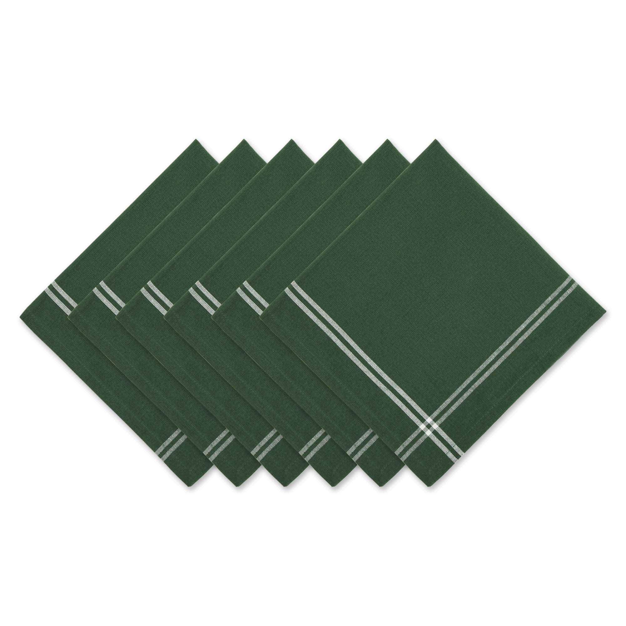 Balsam Green Cotton Stripe Napkin Set, 20x20 Inches, 6 Piece