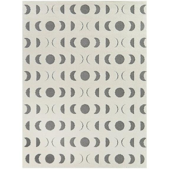 5'3"x7' Geometric Phases Contemporary Kids' Rug Off-White/Gray - Balta Rugs: Kids Bedroom & Playroom Area Rug