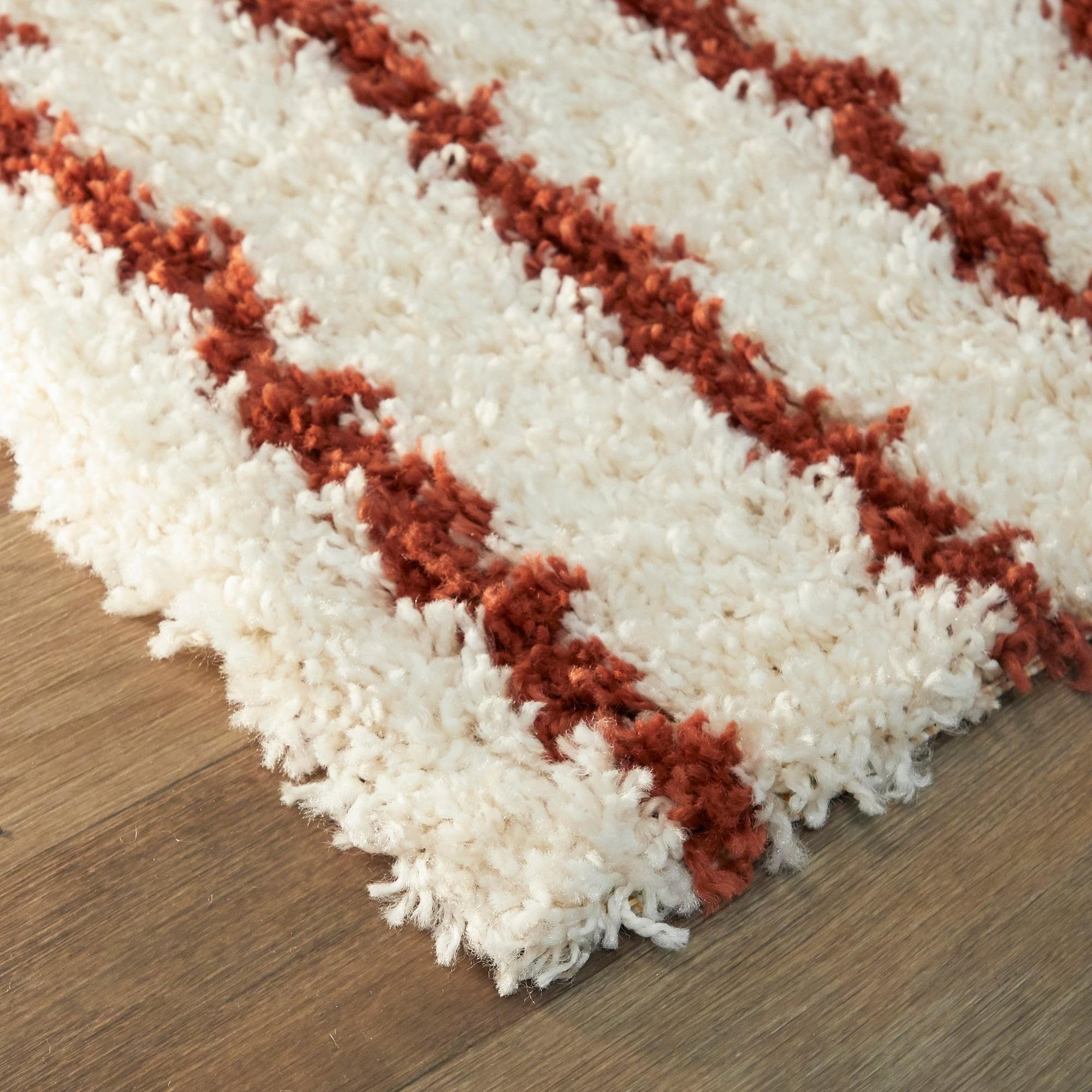 Balta Rugs 7'10"x10' Janus GeometricTeen Shag Rug Orange: High Pile, Stain-Resistant, Machine Made, Indoor Use