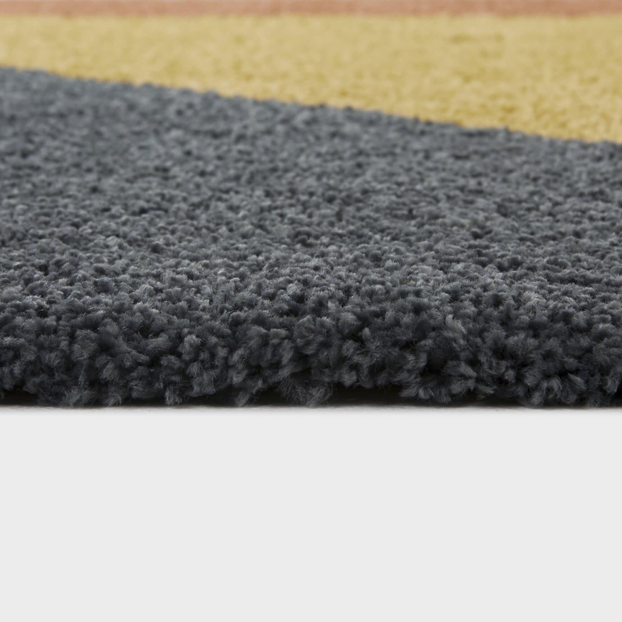 Balta  Jordan Modern Color Block Shag Area Rug Mustard 4'4" x 6' 4' x 6' Tan, Navy, Sage